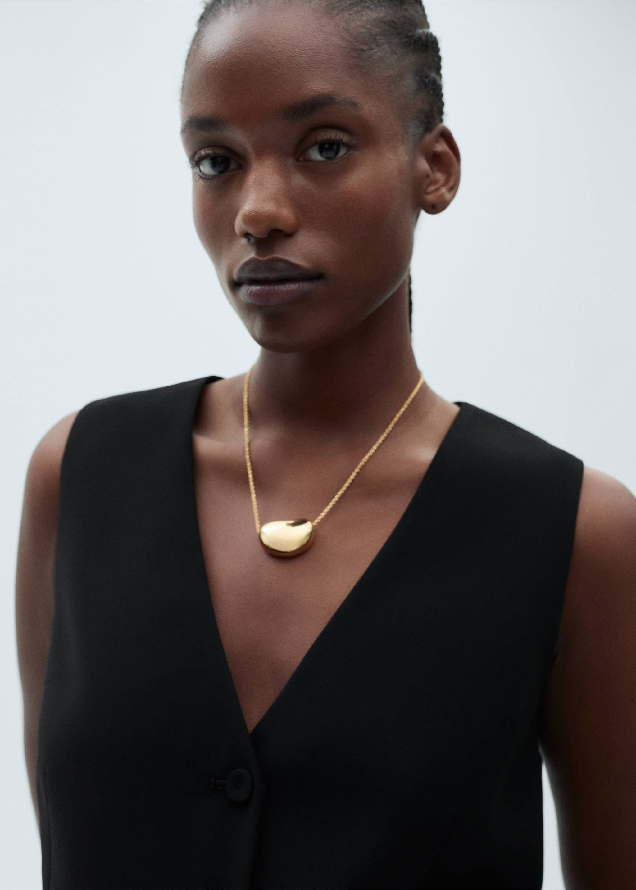 Kamizelka garniturowa na guziki - Szczegóły artykułu 5, Czarny. Ref: 87091518-00.