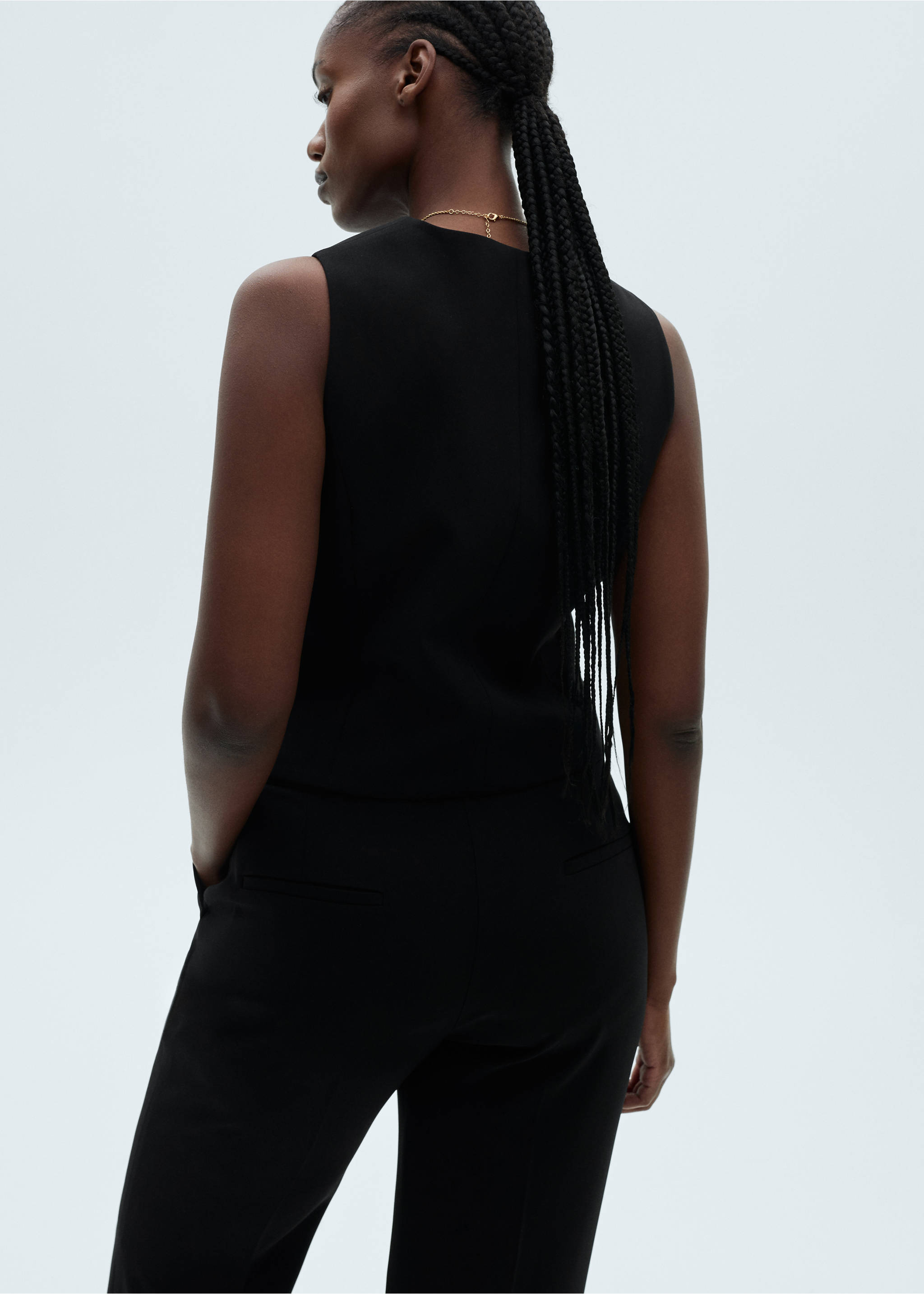 Kamizelka garniturowa na guziki - Szczegóły artykułu 4, Czarny. Ref: 87091518-00.