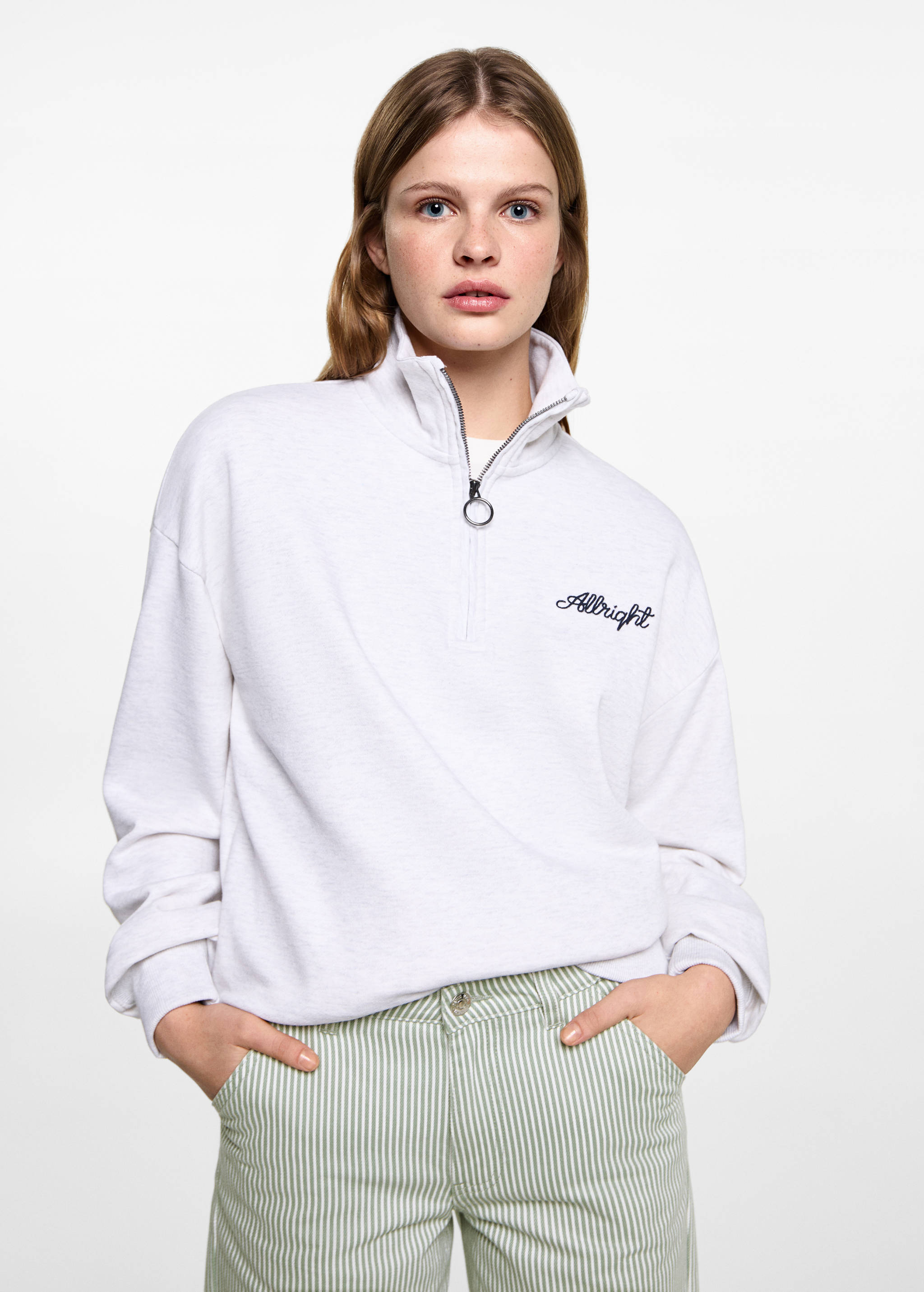 Jeans straight Streifen - Mittlere Ansicht