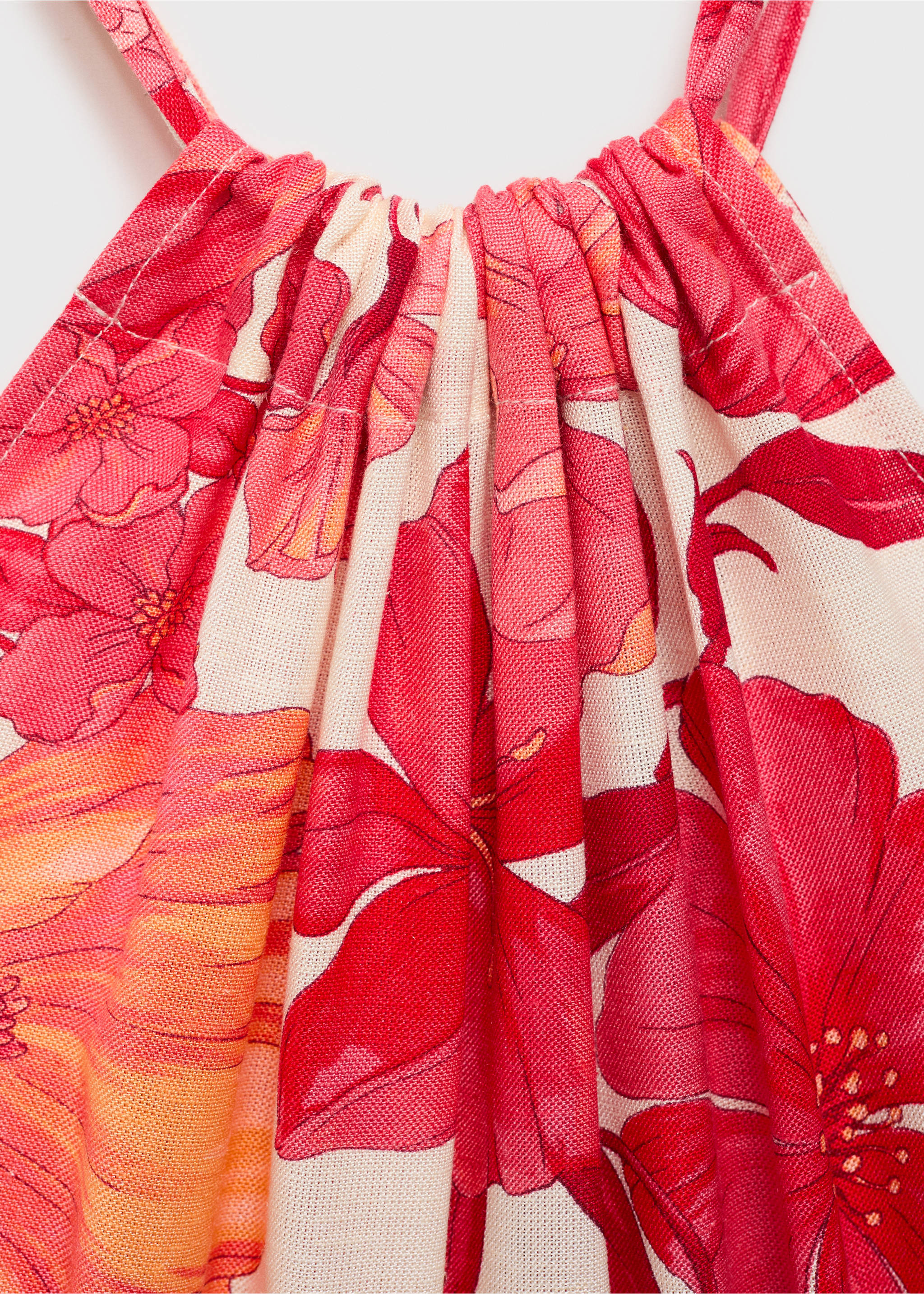 Floral dress with openings - Details of the article 8, Red. Ref: 87092531-00.