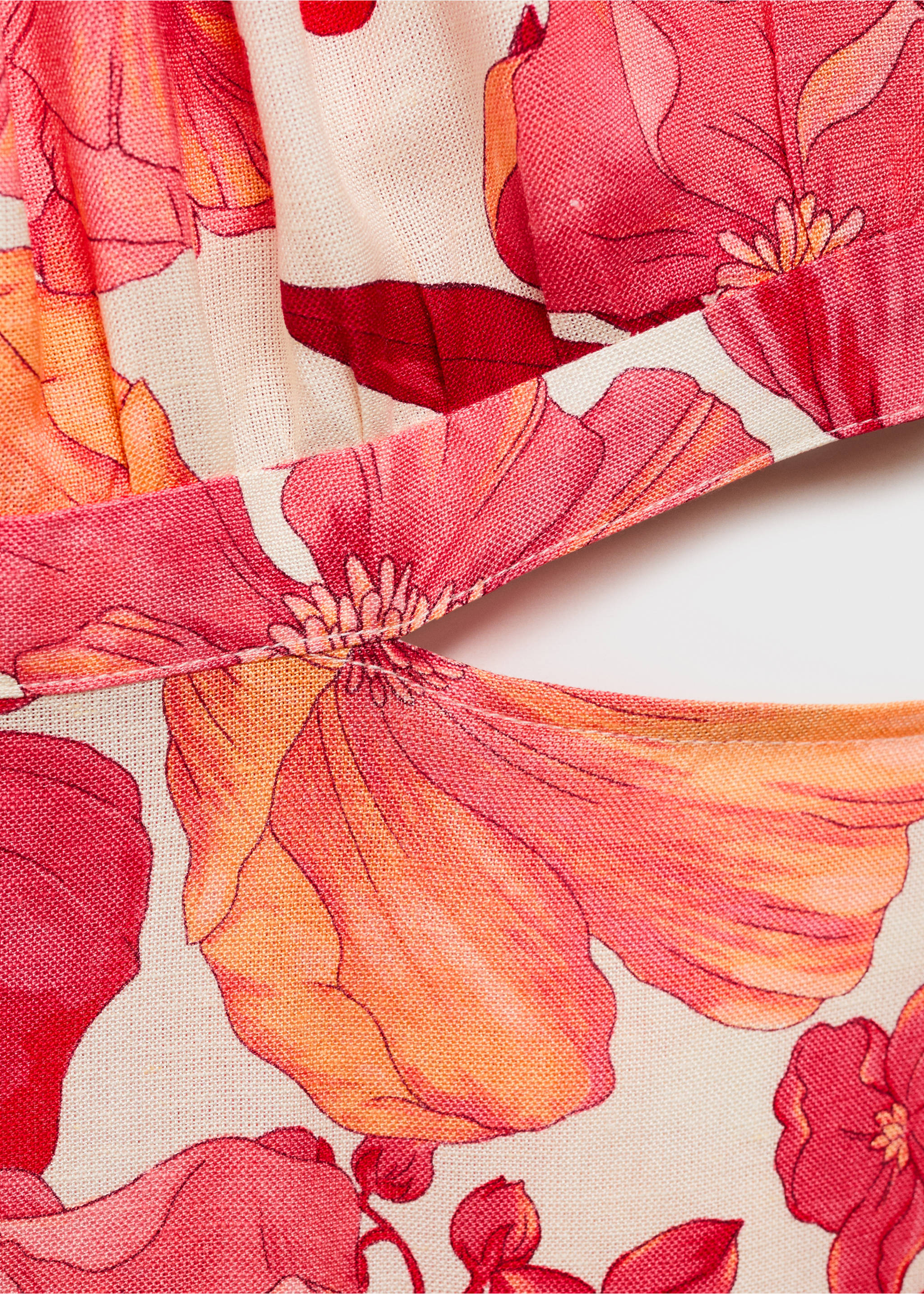 Floral dress with openings - Details of the article 0, Red. Ref: 87092531-00.