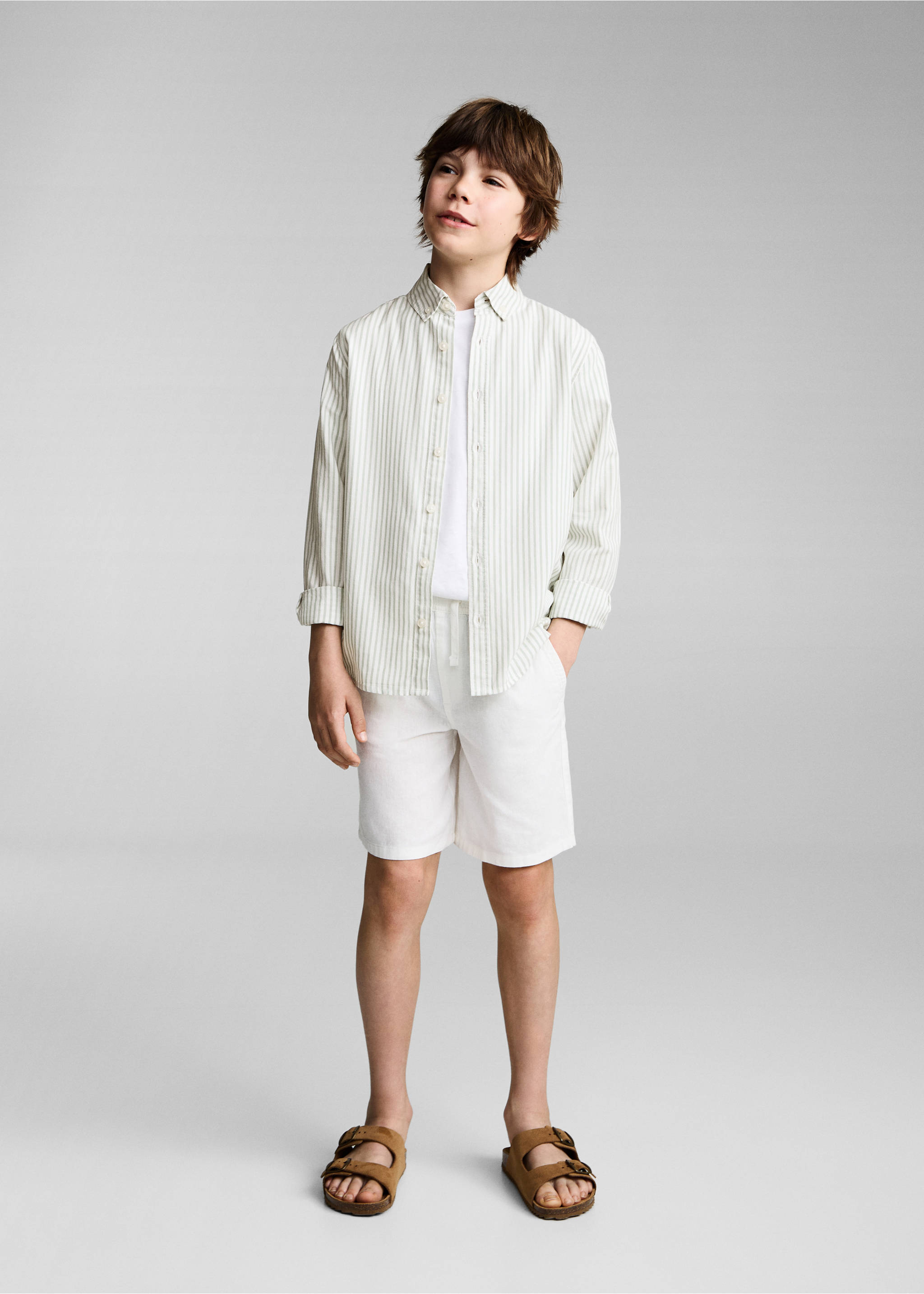 100% cotton Oxford striped shirt - General plane, Green. Ref: 87092533-00.