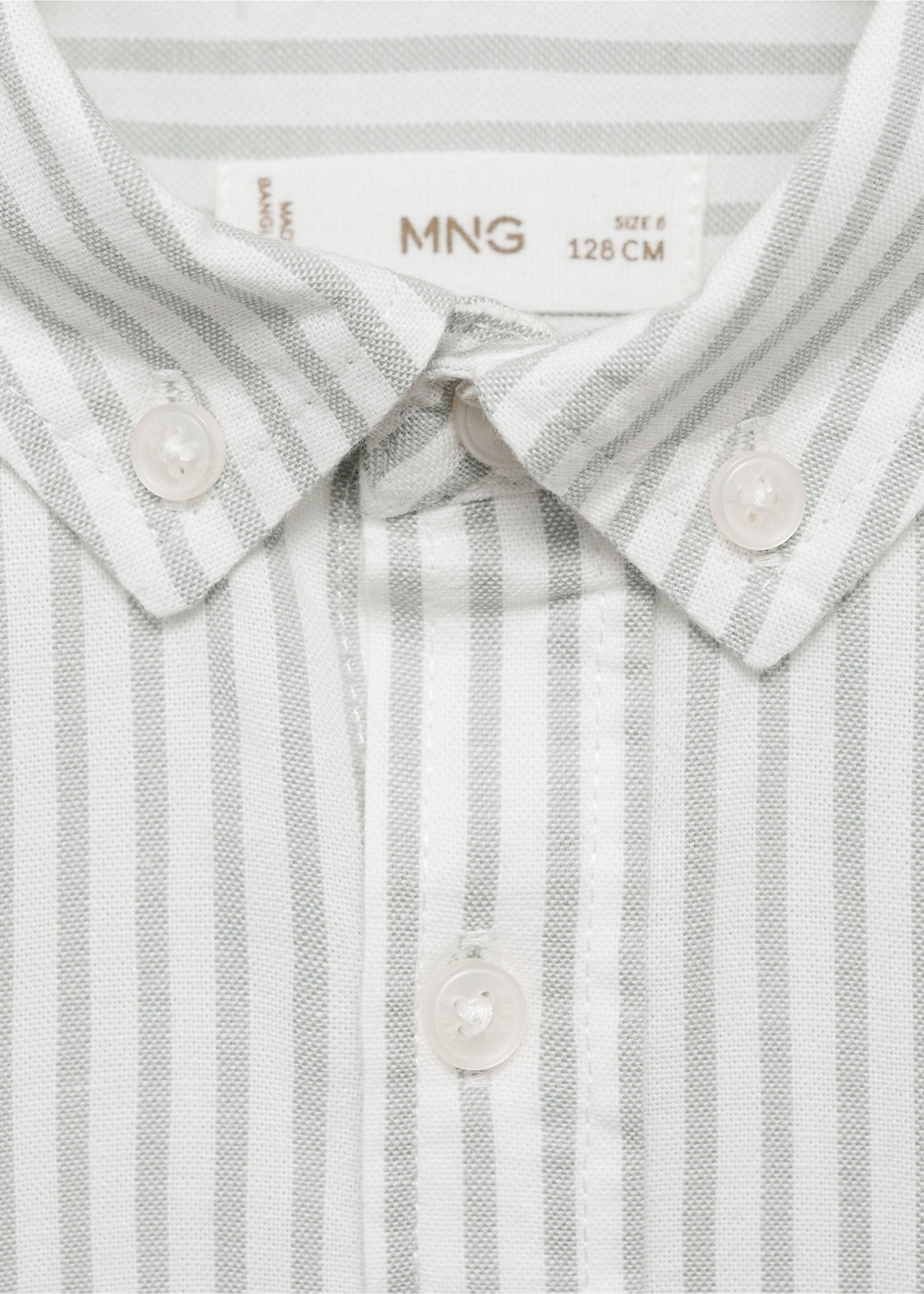100% cotton Oxford striped shirt - Details of the article 8, Green. Ref: 87092533-00.