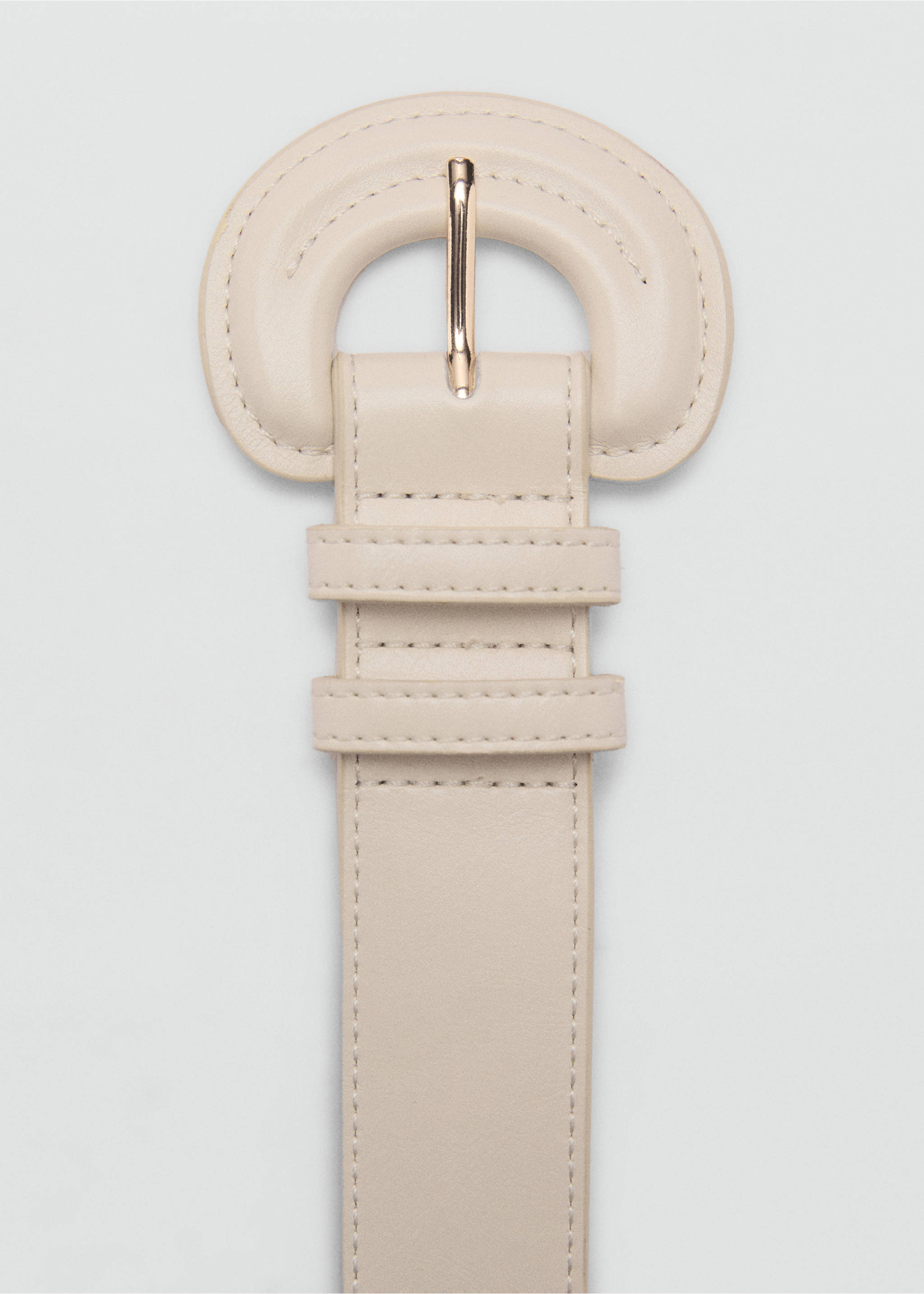 Oval buckle belt - Details of the article 1, Ecru. Ref: 87092535-00.