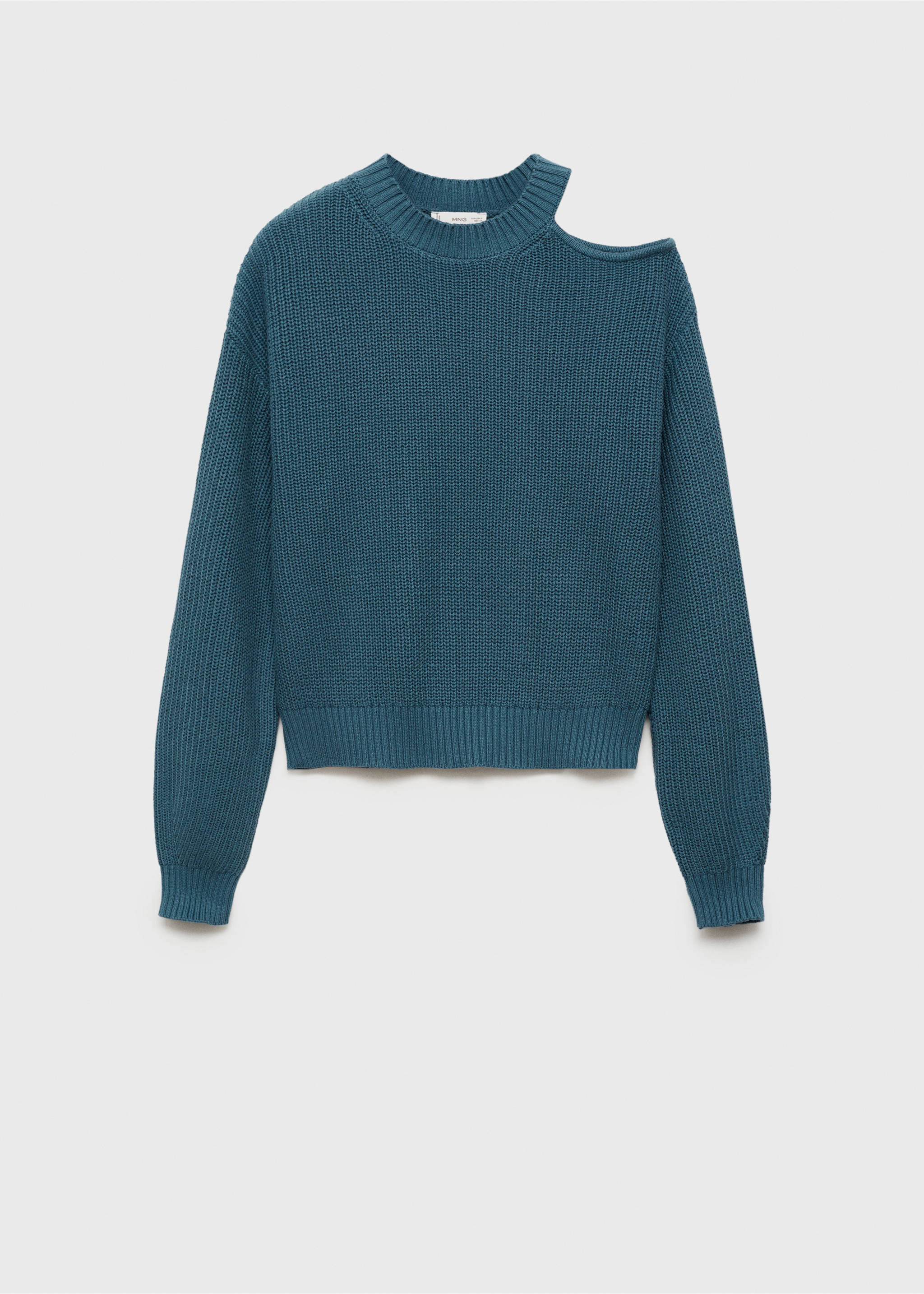 Asymmetrical sweater with shoulder opening - Article without model, Turquoise. Ref: 87092537-00.