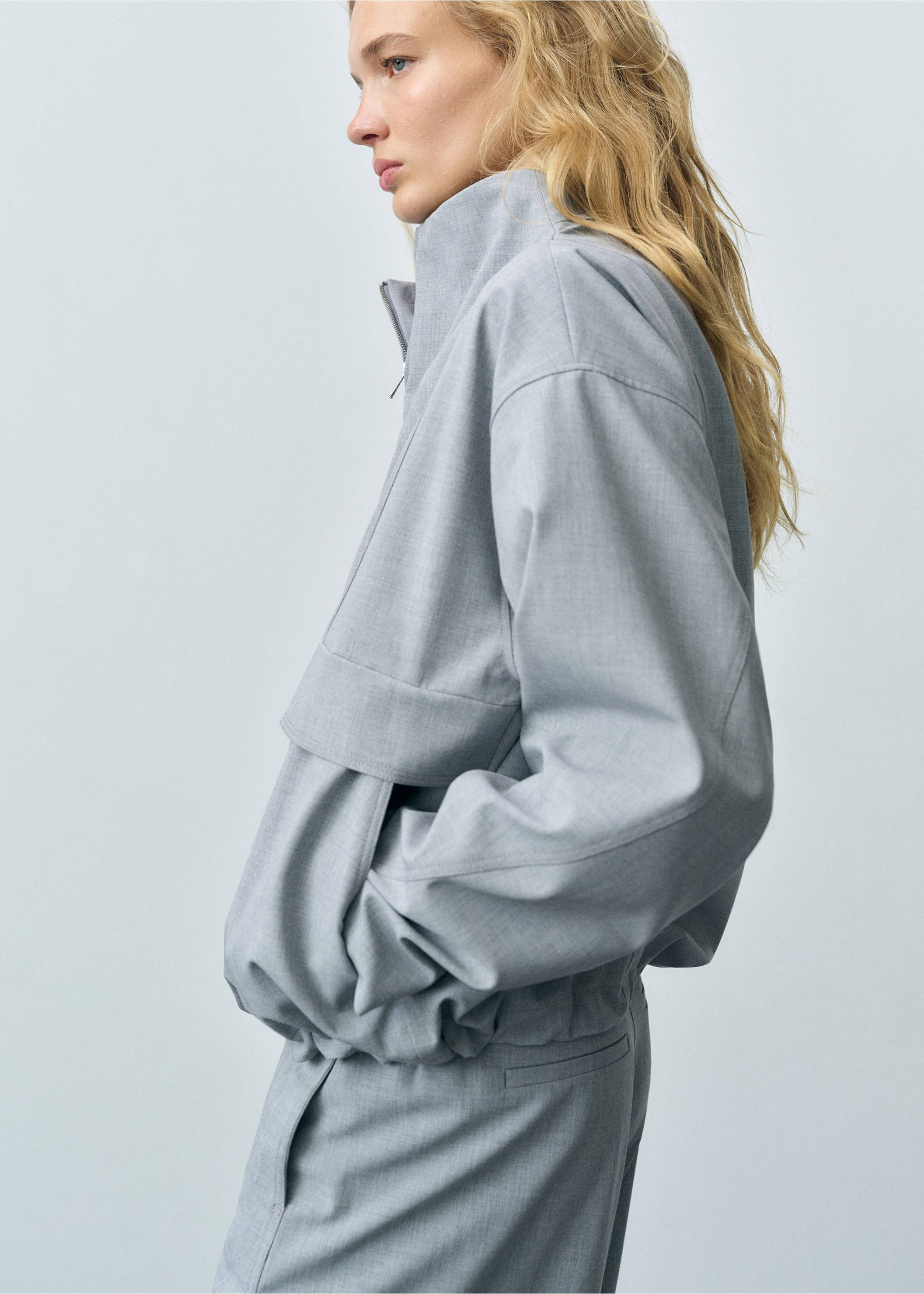 Oversized parka with zip - Details of the article 3, Grey. Ref: 87092538-00.