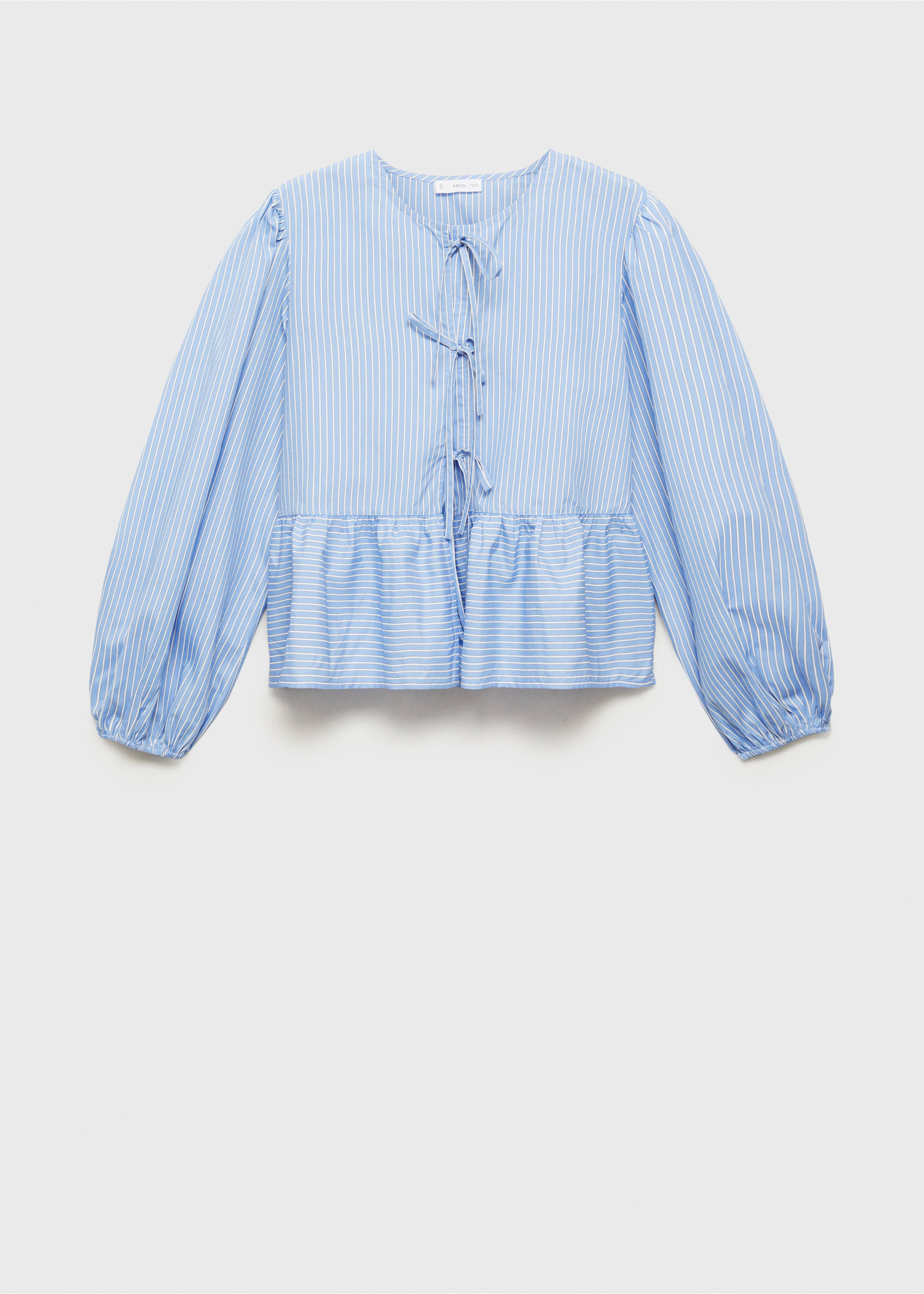 Striped bow blouse - Article without model, Blue. Ref: 87092539-00.