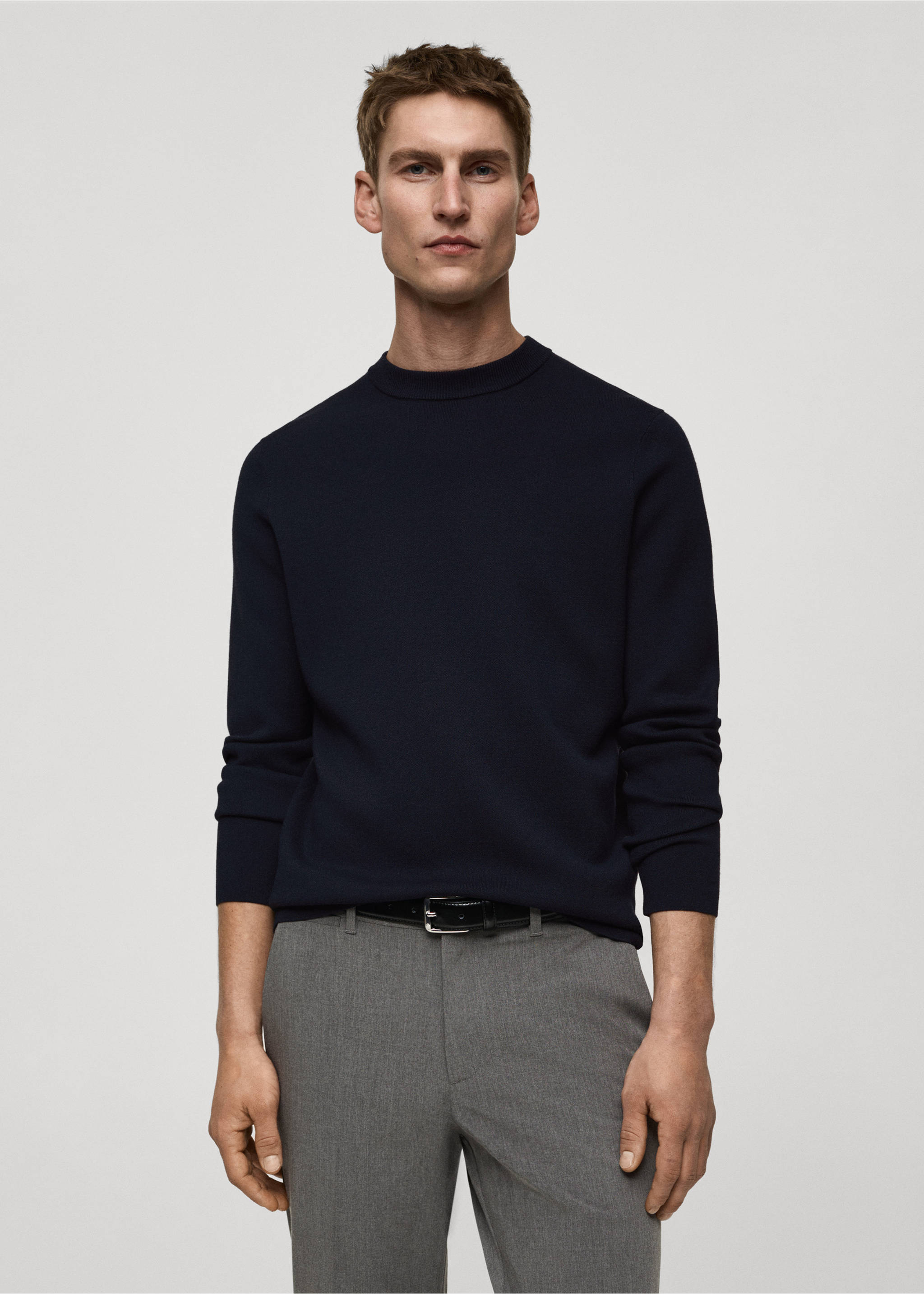 Medium-knit regular-fit sweater - Medium plane, Dark Navy. Ref: 87092889-00.