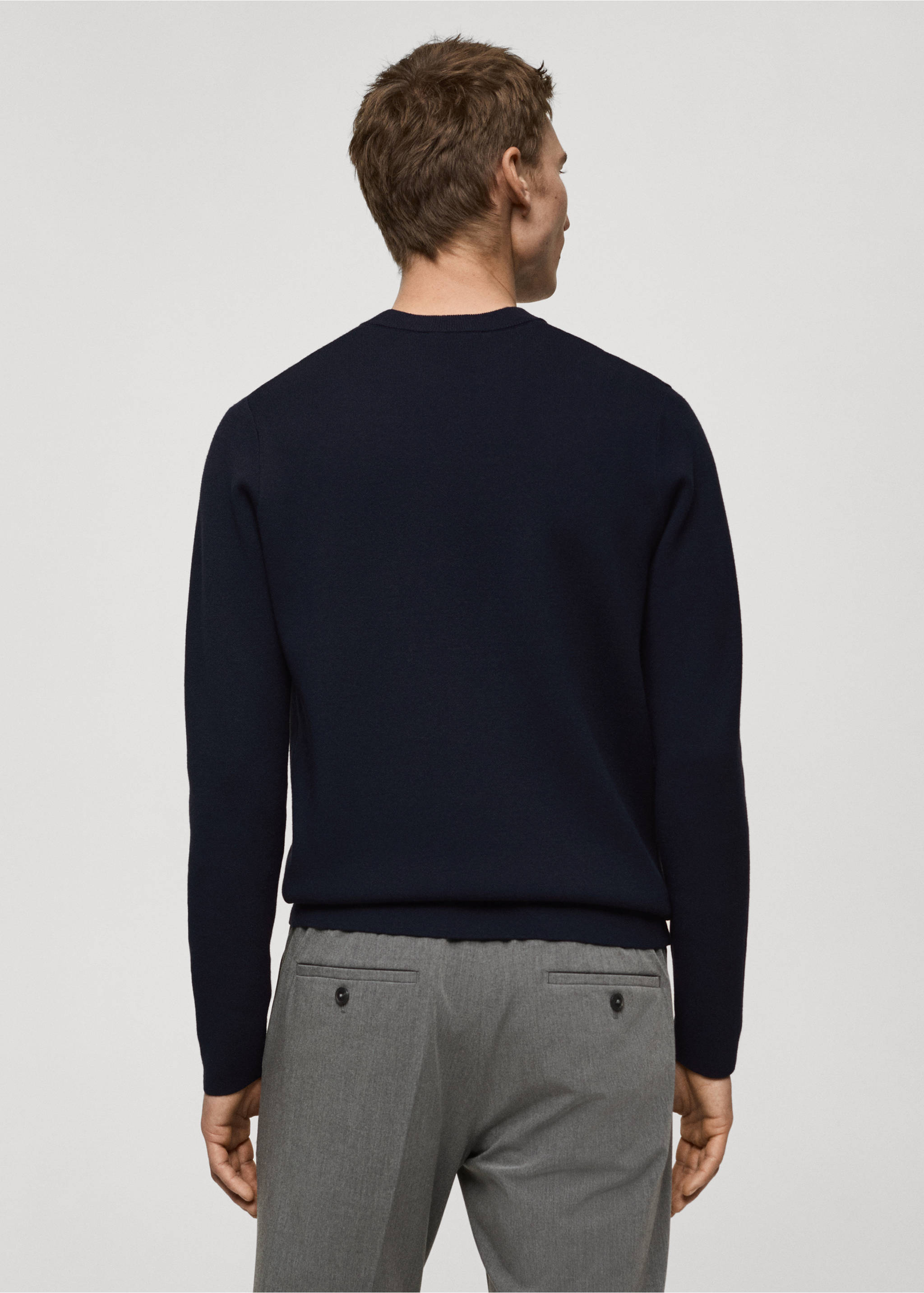 Medium-knit regular-fit sweater - Reverse of the article, Dark Navy. Ref: 87092889-00.