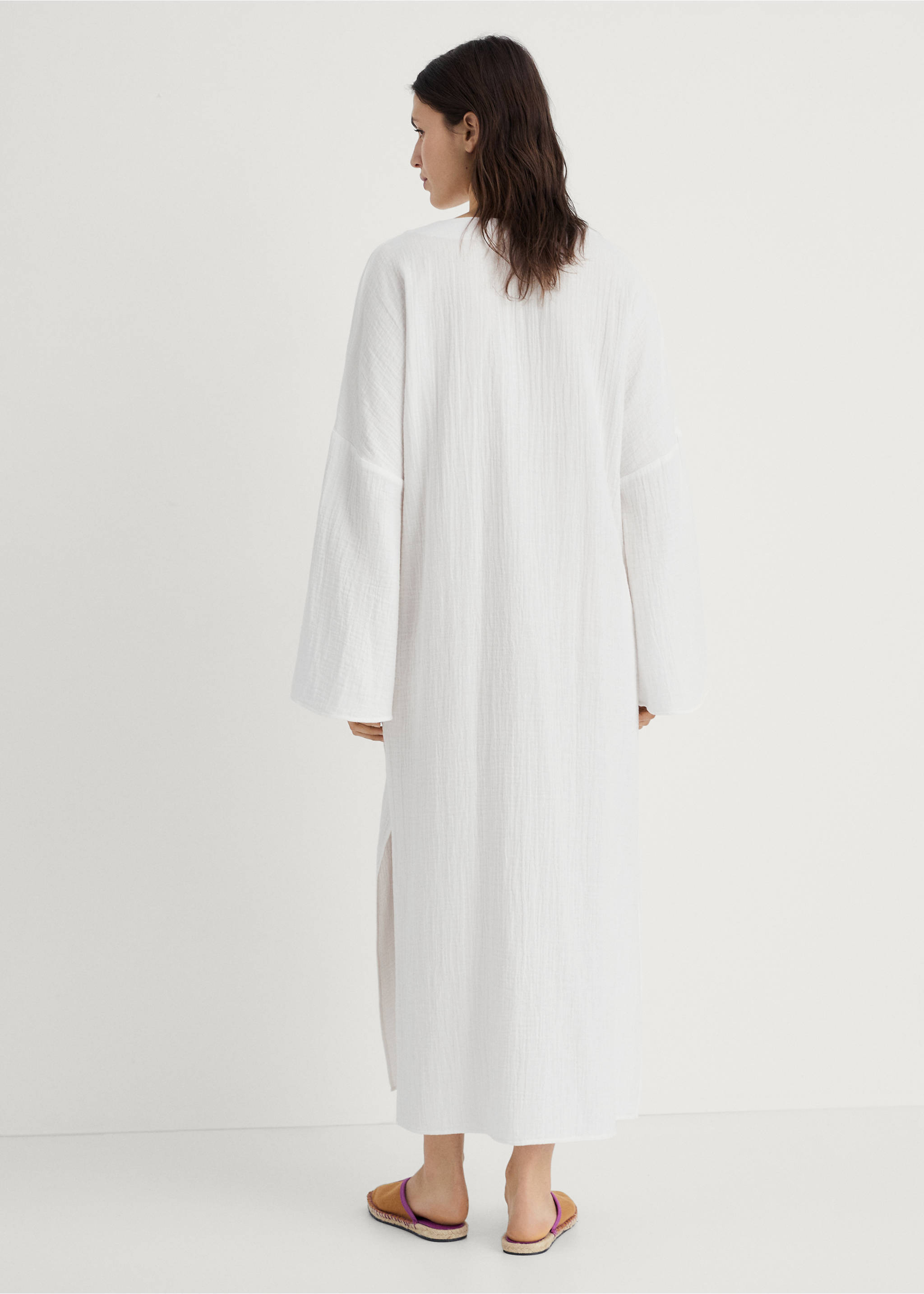 Caftan de pyjama oversize - Verso de l’article, Blanc. Ref: 87092891-00.