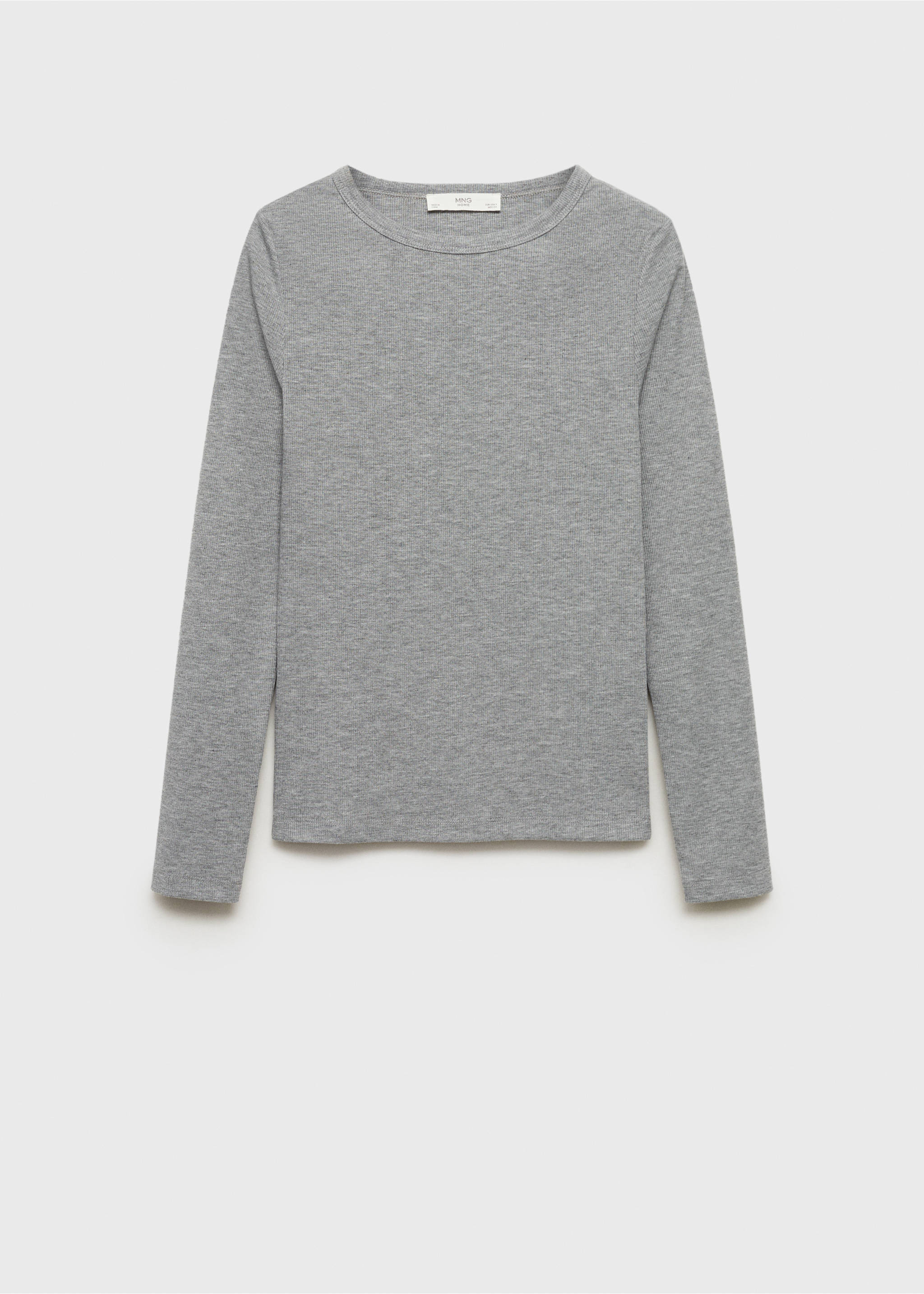 T-shirt en maille côtelée à col rond - Article sans modèle, Gris. Ref: 87092893-00.