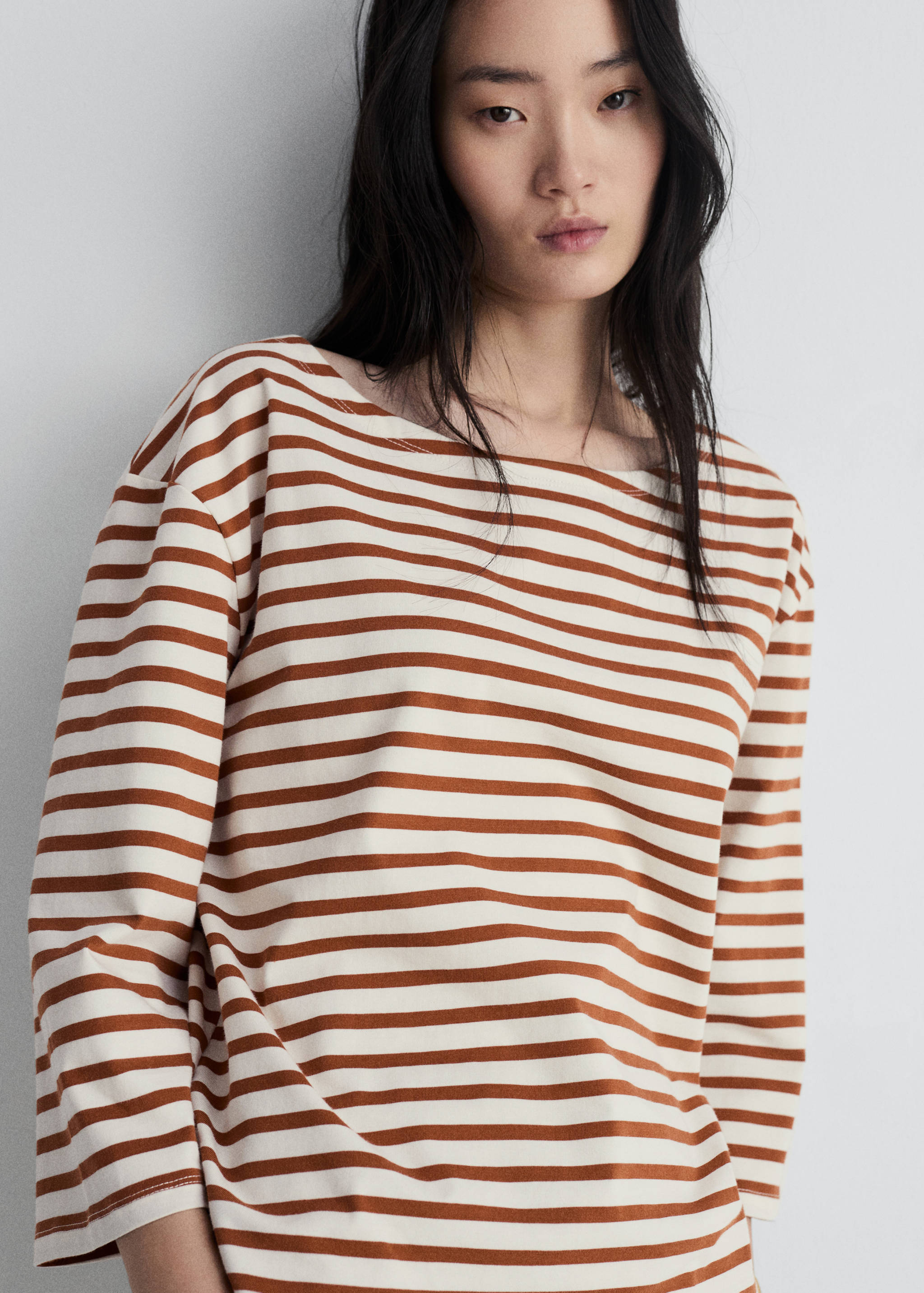 Woven cotton striped t-shirt - General plane