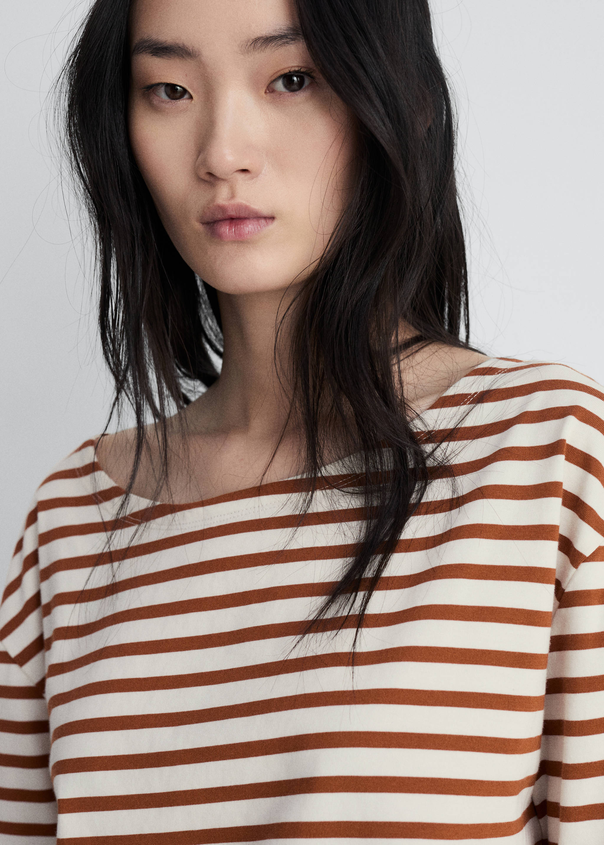 Woven cotton striped t-shirt - Medium plane