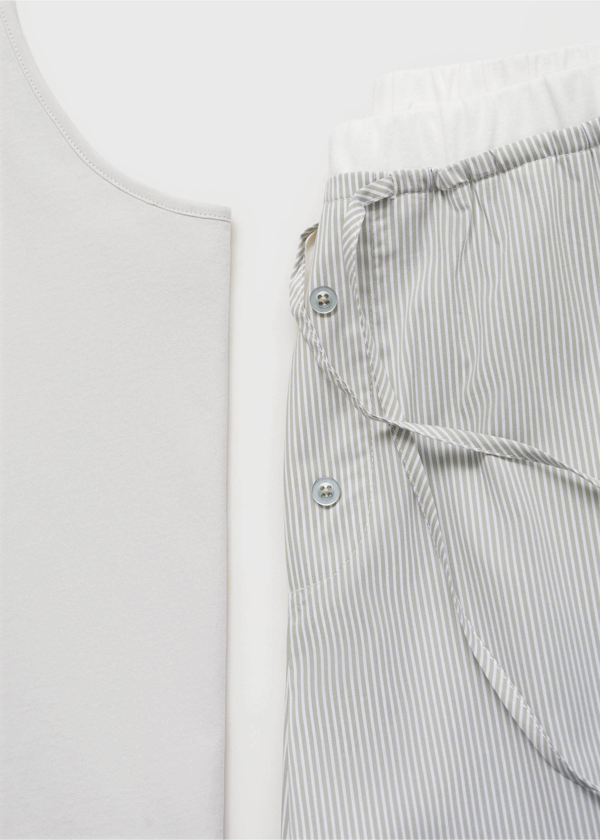 Pyjama-Shorts mit Streifen und elastischem Detail - Detail des Artikels 0, Wassergrün. Ref: 87092899-00.