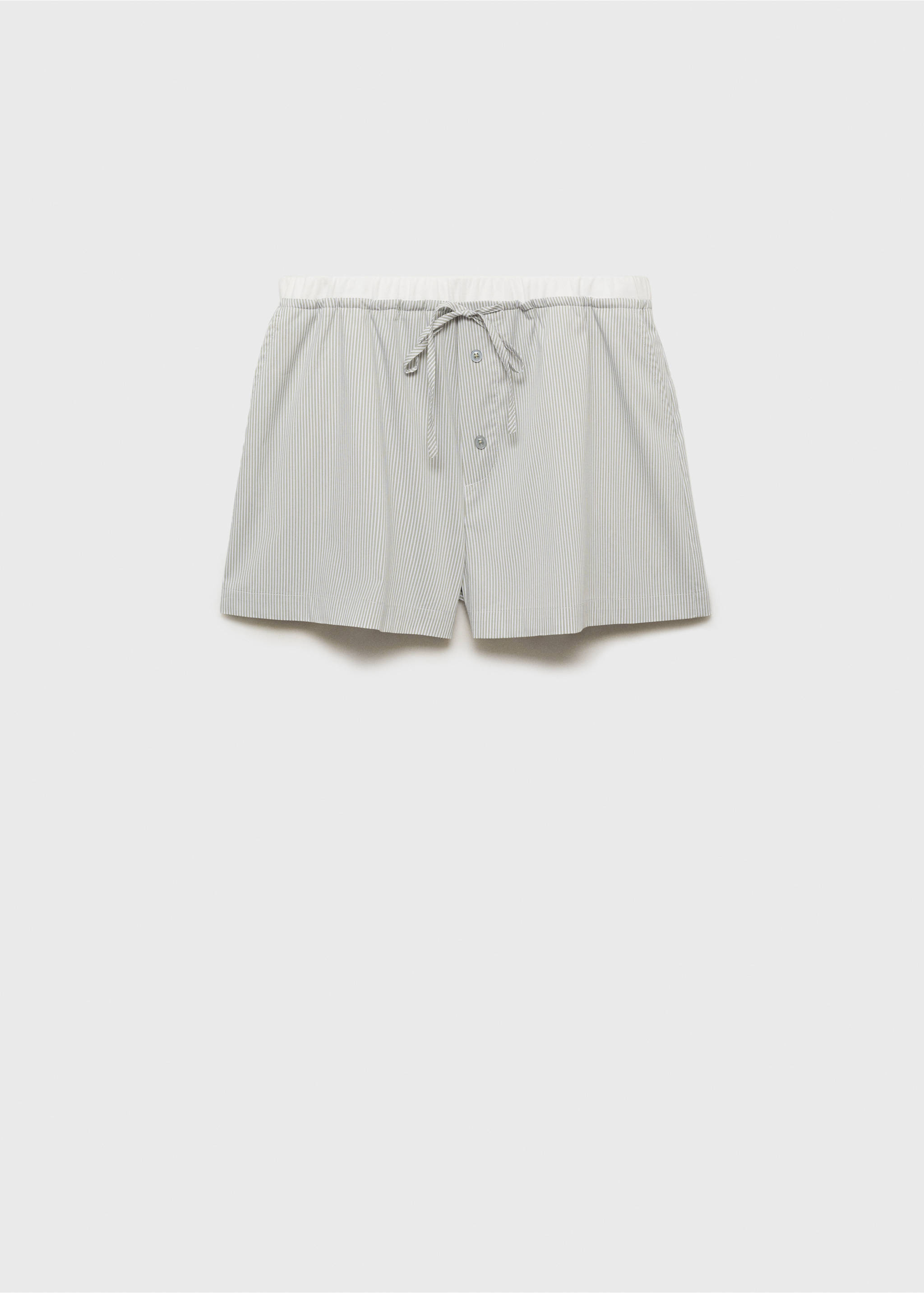 Striped pajama shorts with elasticated detail - Article without model, Aqua Green. Ref: 87092899-00.