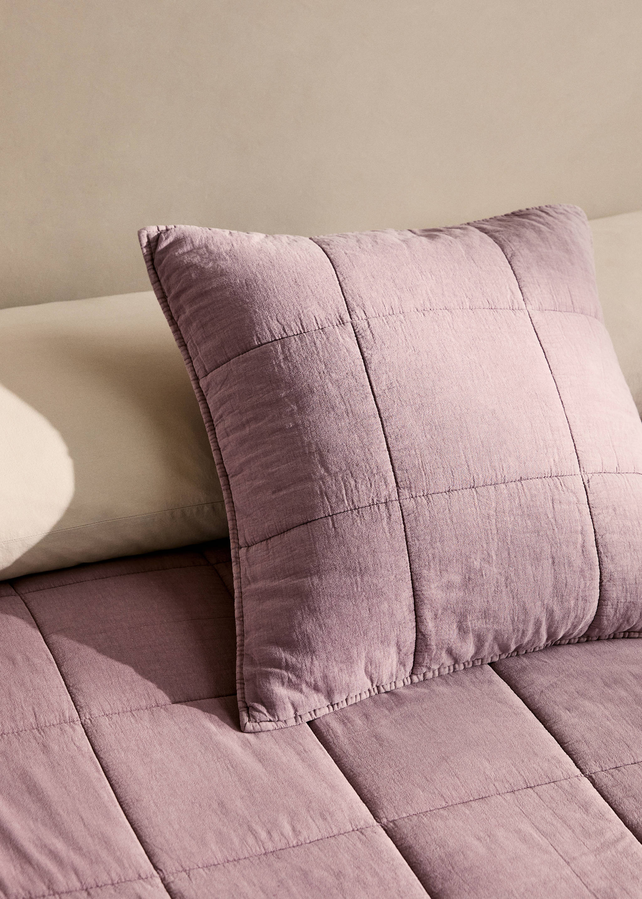 Garment-dyed cotton cushion cover with checks 50x50 cm - General plane