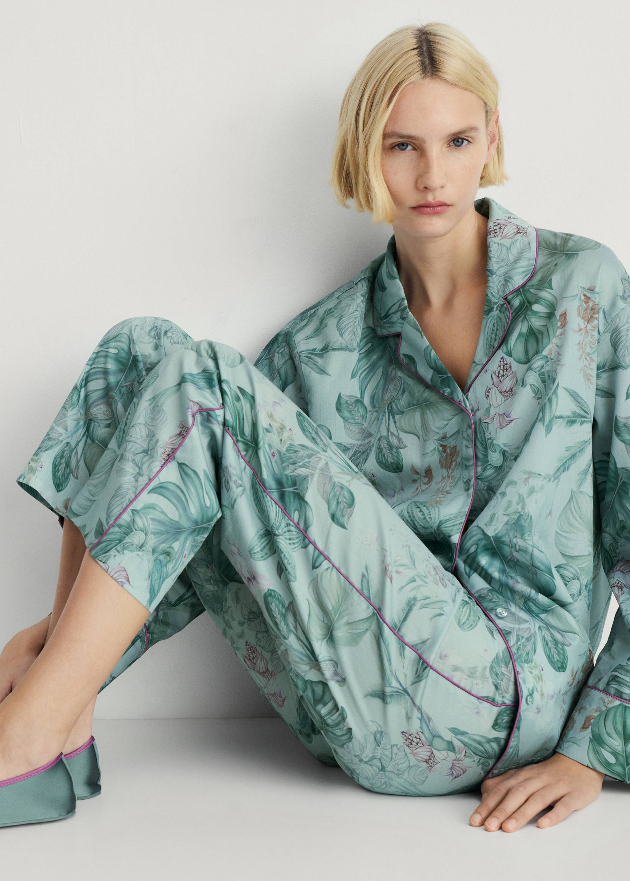Tropical-print pyjama trousers - Details of the article 2