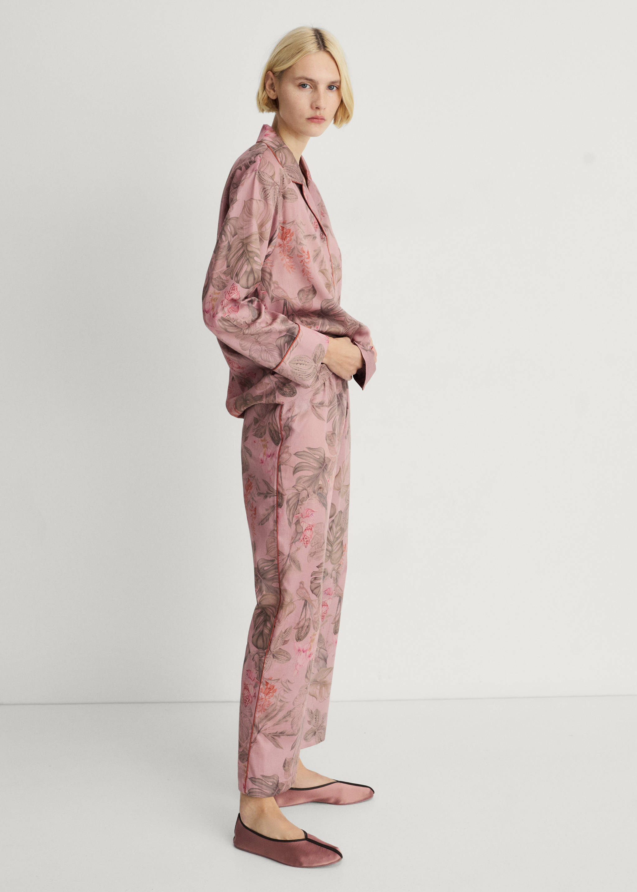 Tropical-print pyjama trousers - General plane