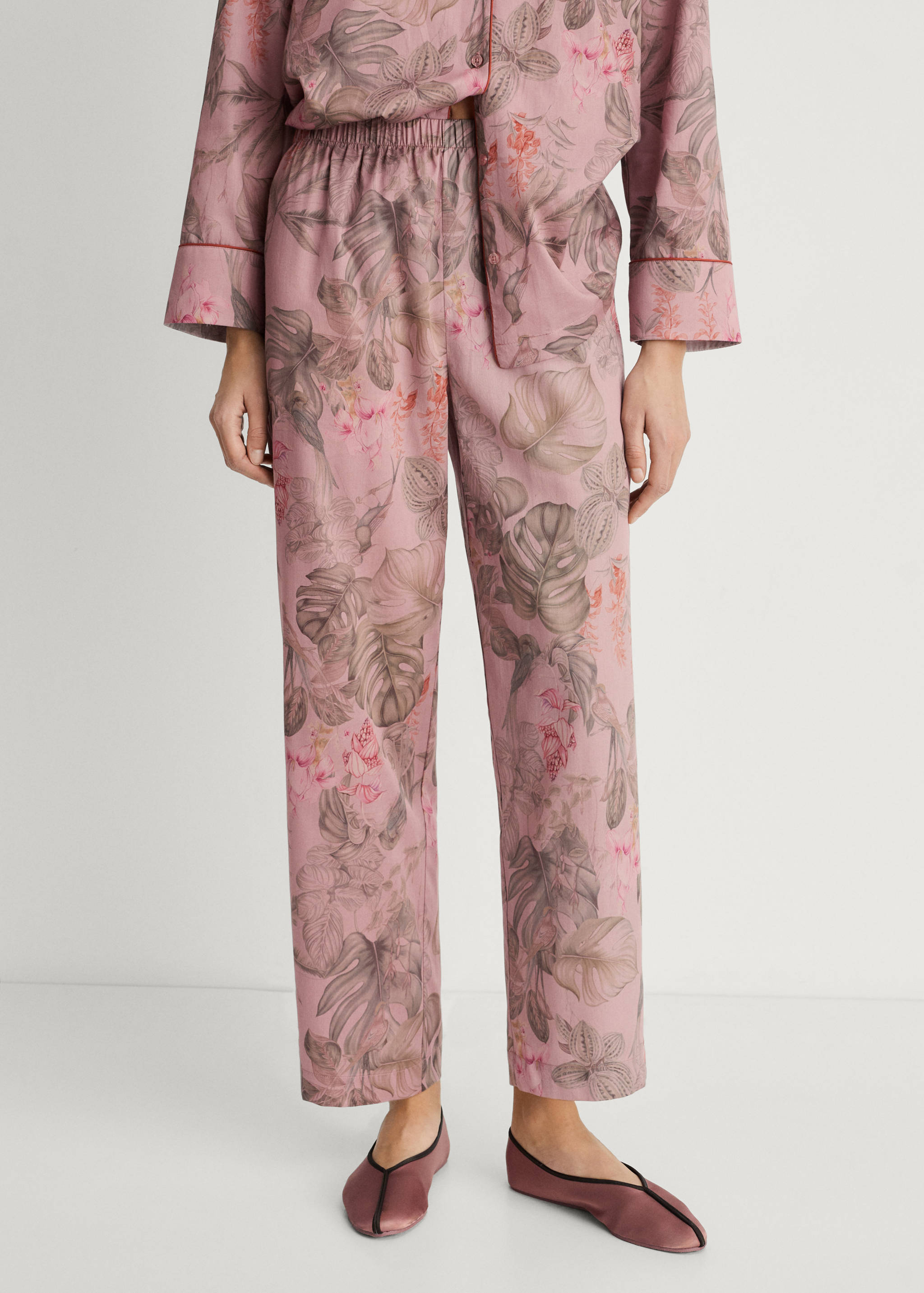 Tropical-print pyjama trousers - Medium plane