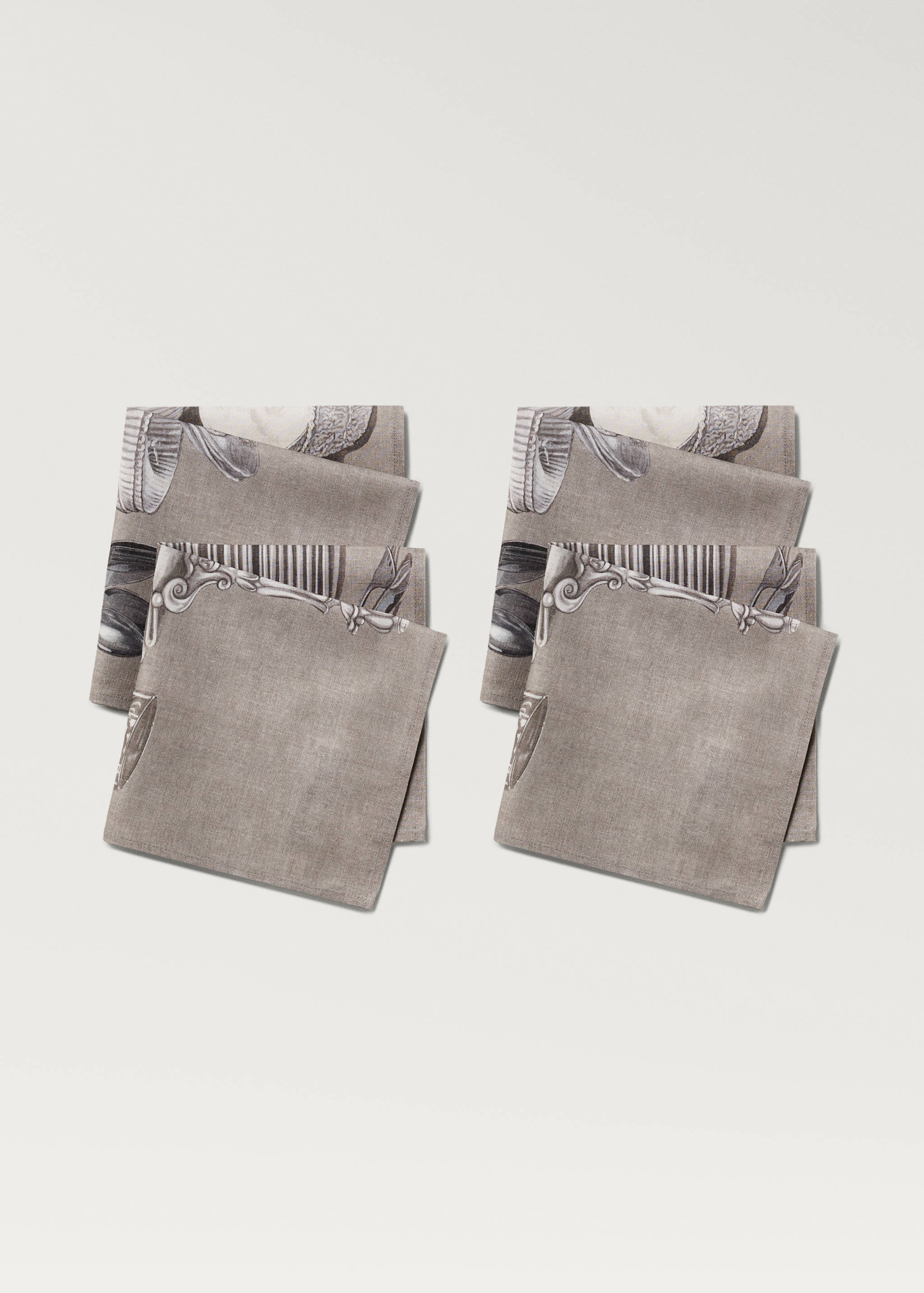 Cotton linen napkins with tableware print - Details of the article 2