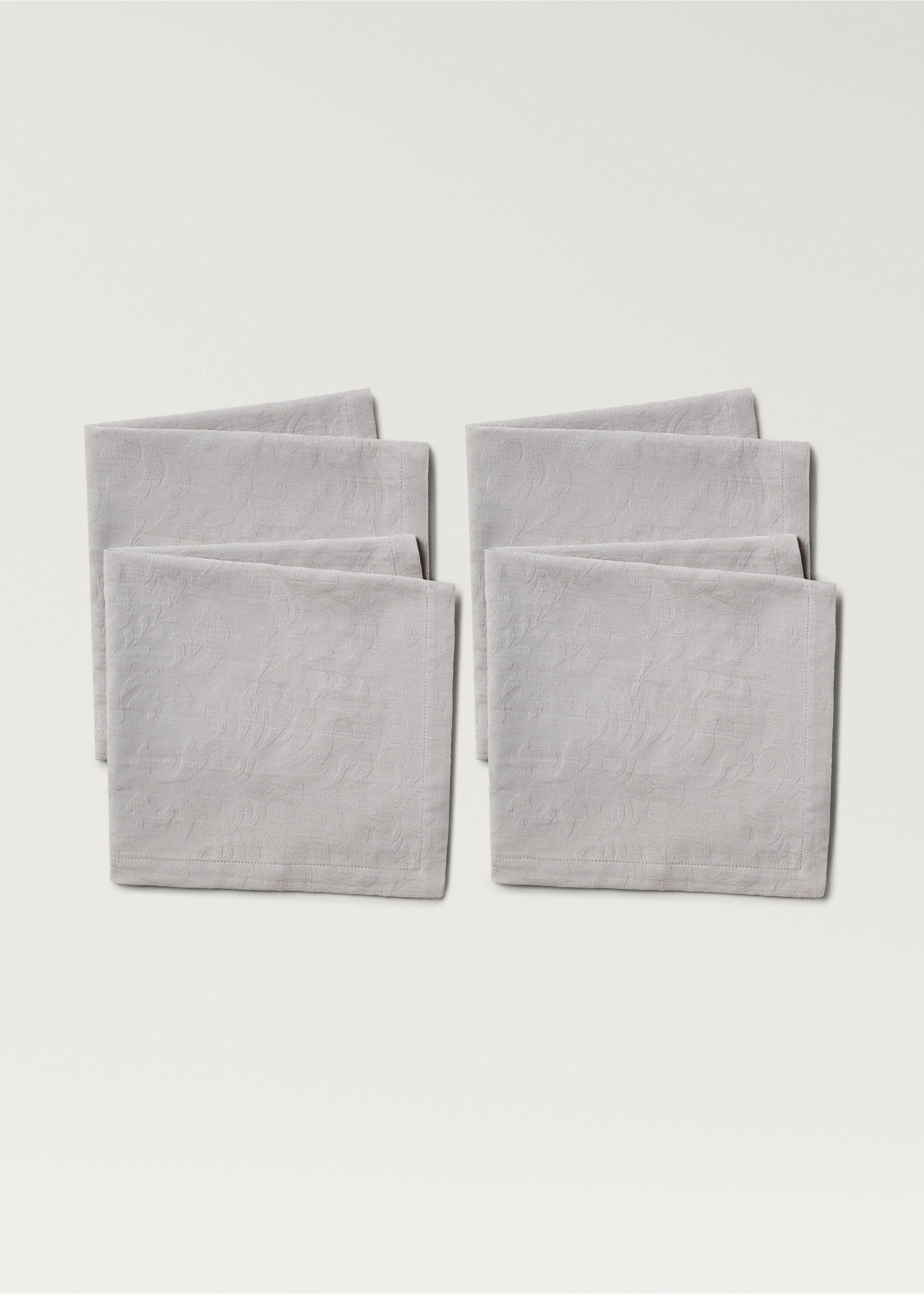 Servietten aus Baumwolljacquard mit Blumenmuster - Detail des Artikels 1, Grau. Ref: 87092949-00.