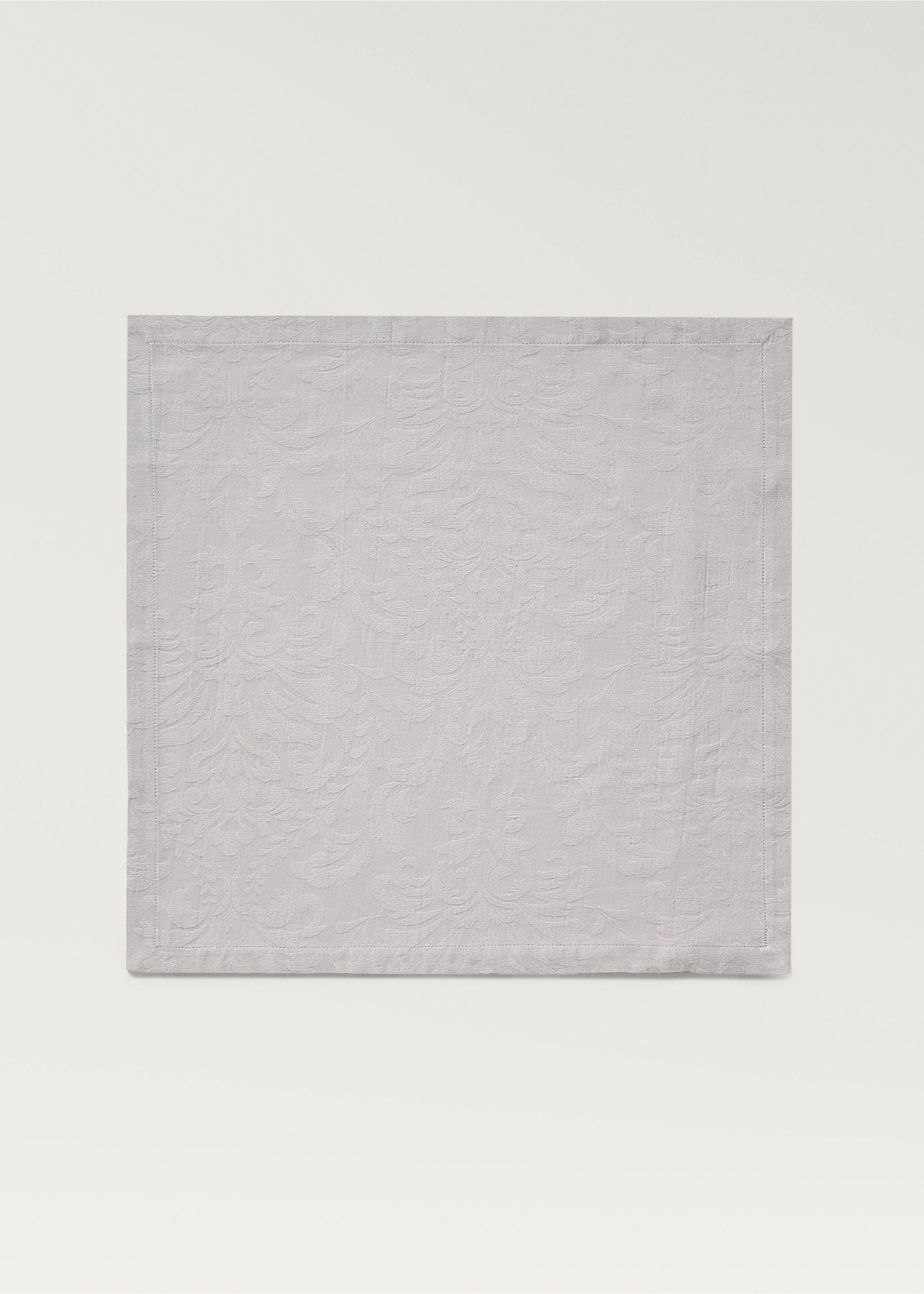 Cotton jacquard floral napkins - Article without model, Grey. Ref: 87092949-00.