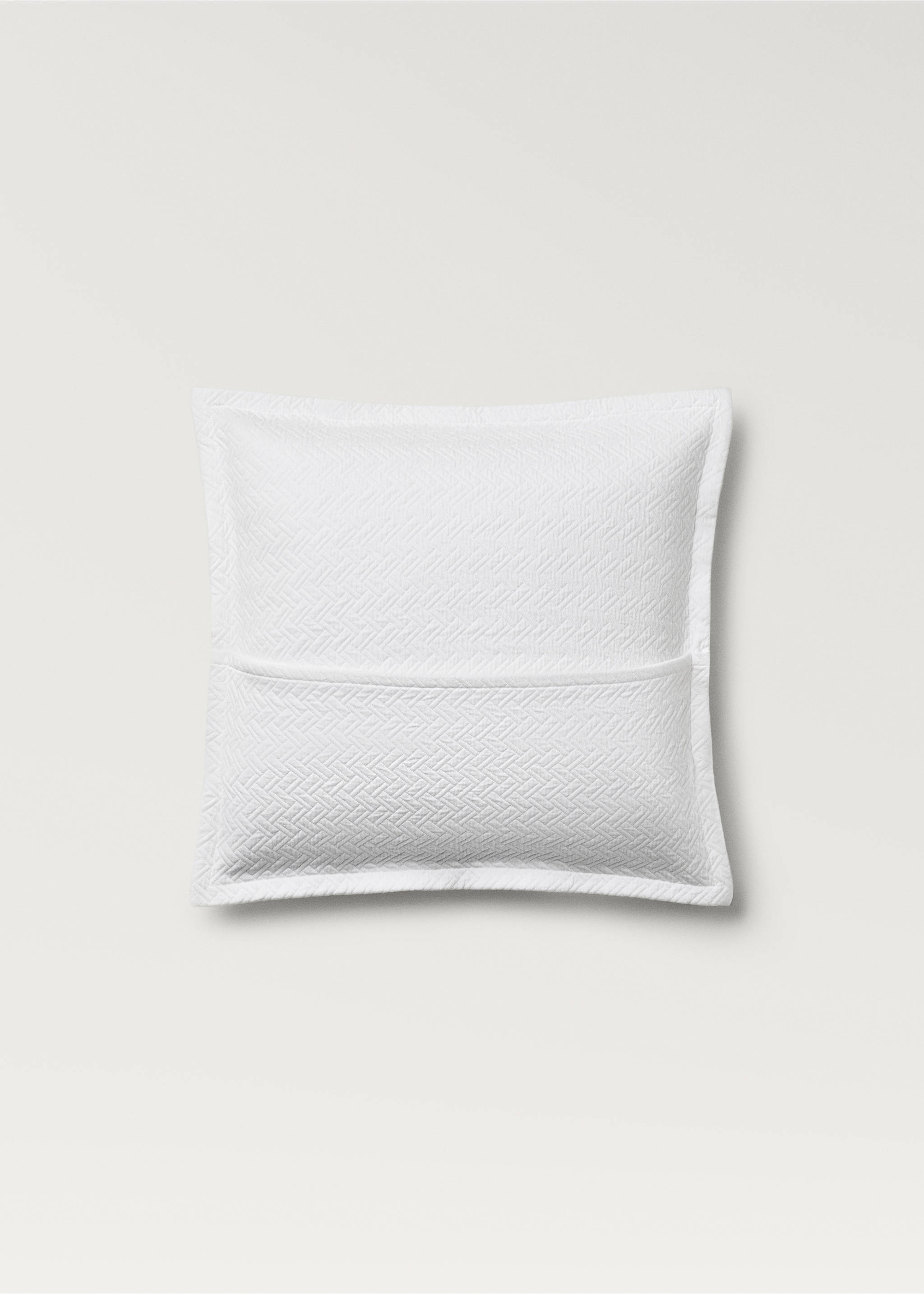 Cotton jacquard geometric pillowcase 50x50 cm - Details of the article 1, White. Ref: 87092958-00.