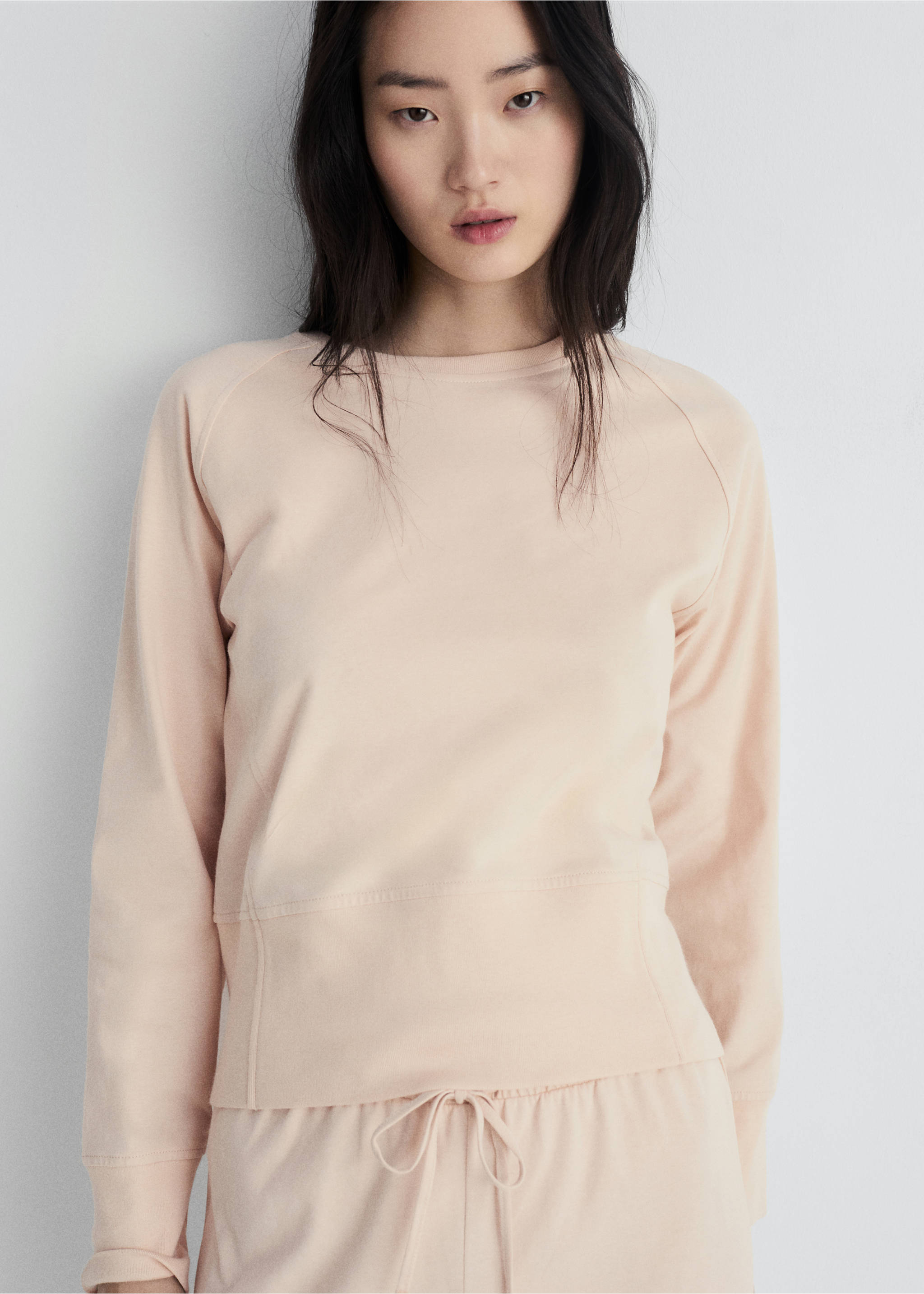 Cotton sweatshirt with soft finish - General plane, Salmon. Ref: 87092970-00.
