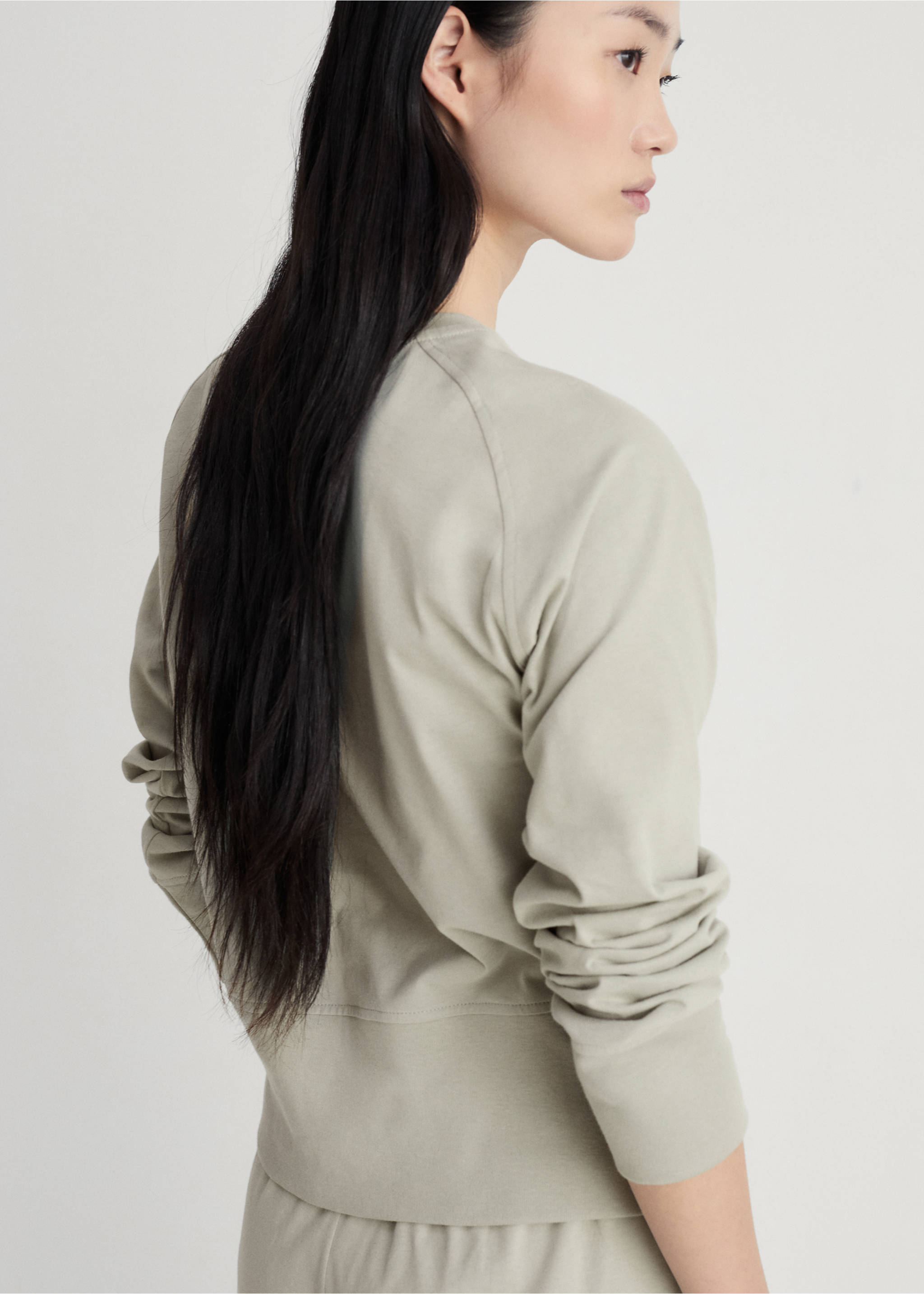 Baumwoll-Sweatshirt mit Soft-Finish - Rückseite des Artikels, Wassergrün. Ref: 87092970-00.