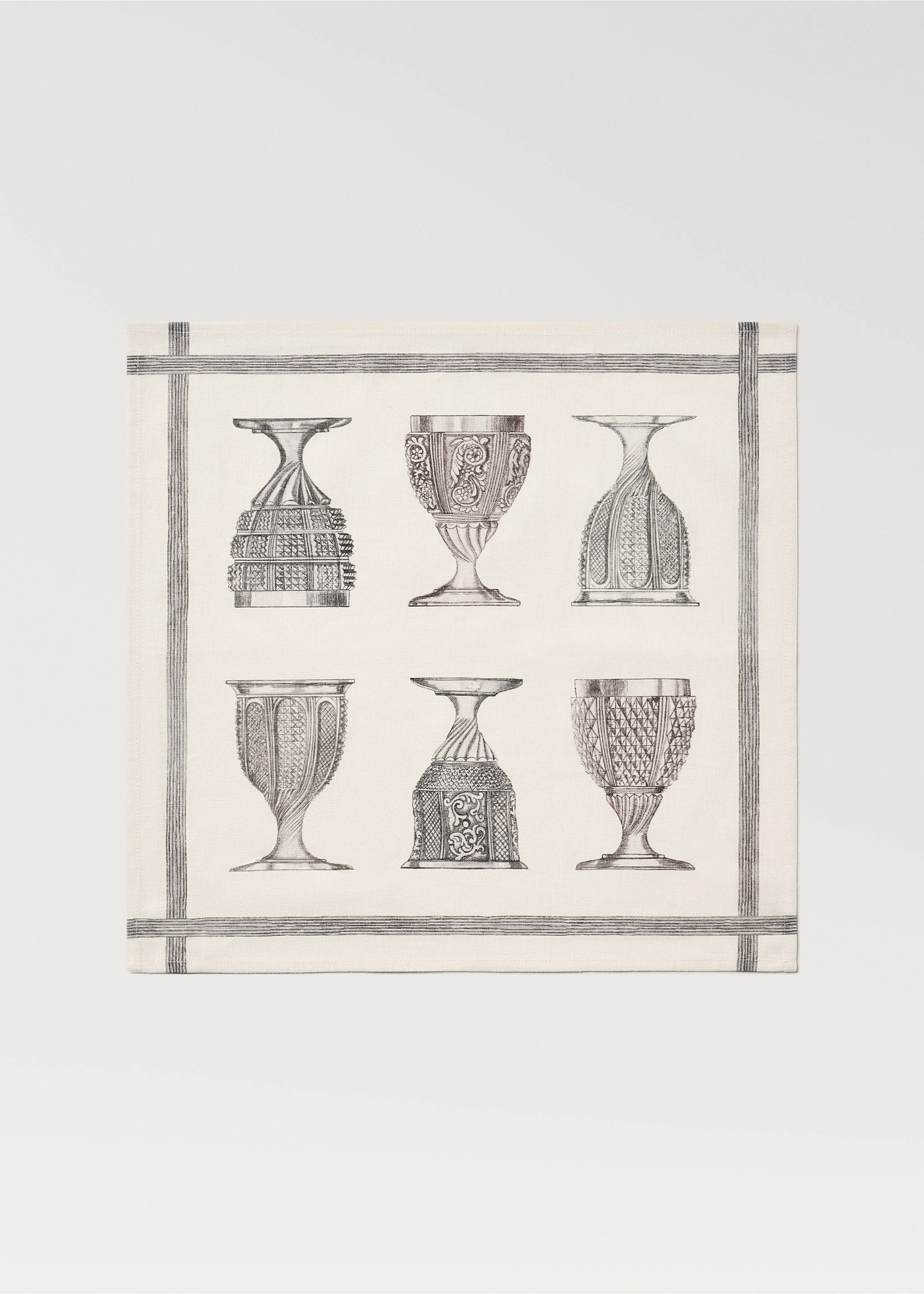 Servietten aus Leinen und Baumwolle mit Gläser-Motiv - Artikel ohne Model, Ecru. Ref: 87092971-00.