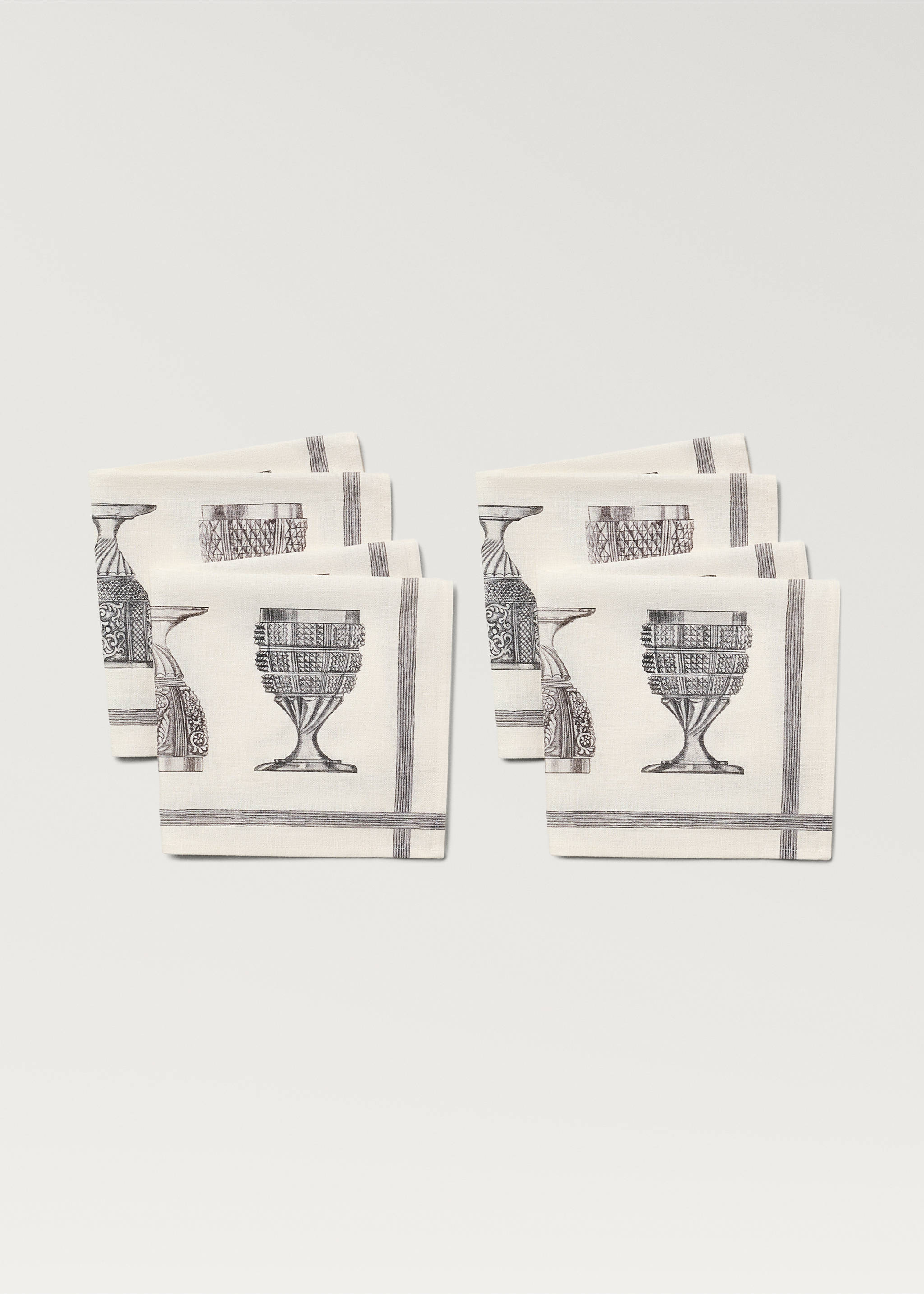 Servietten aus Leinen und Baumwolle mit Gläser-Motiv - Detail des Artikels 2, Ecru. Ref: 87092971-00.