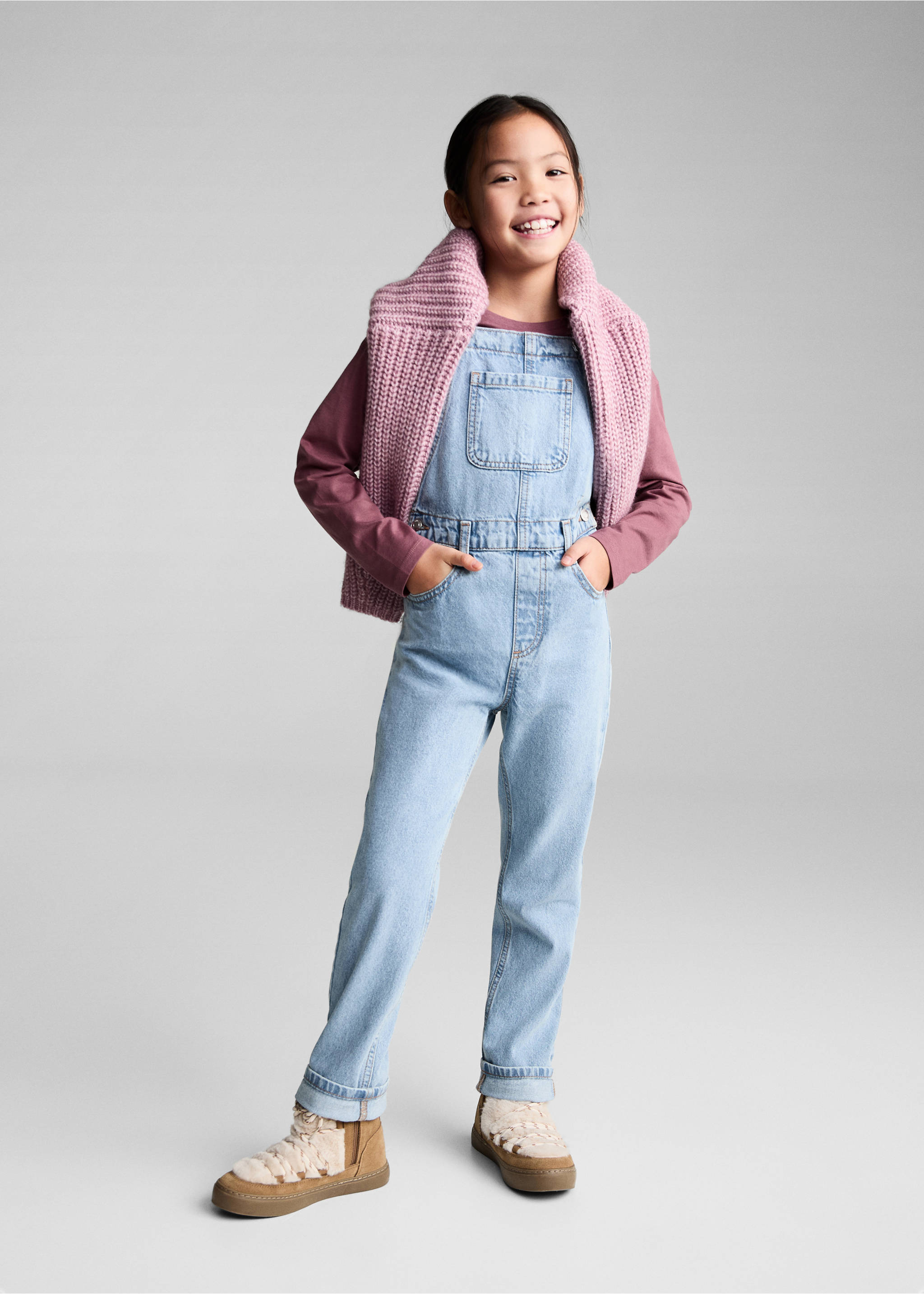 Long denim dungarees - General plane, Medium Blue. Ref: 87093269-00.