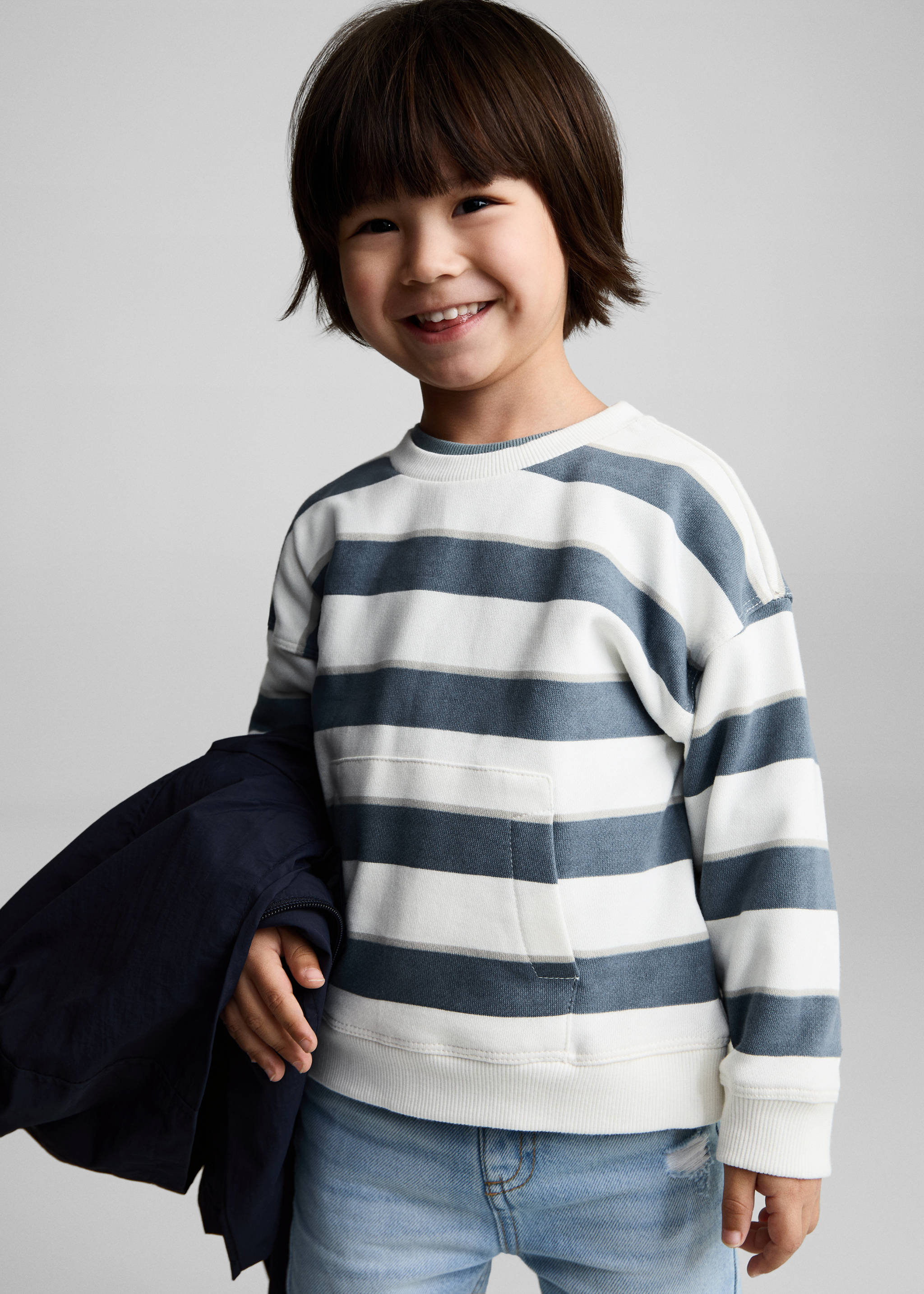 Sudadera algodón rayas - Plano medio