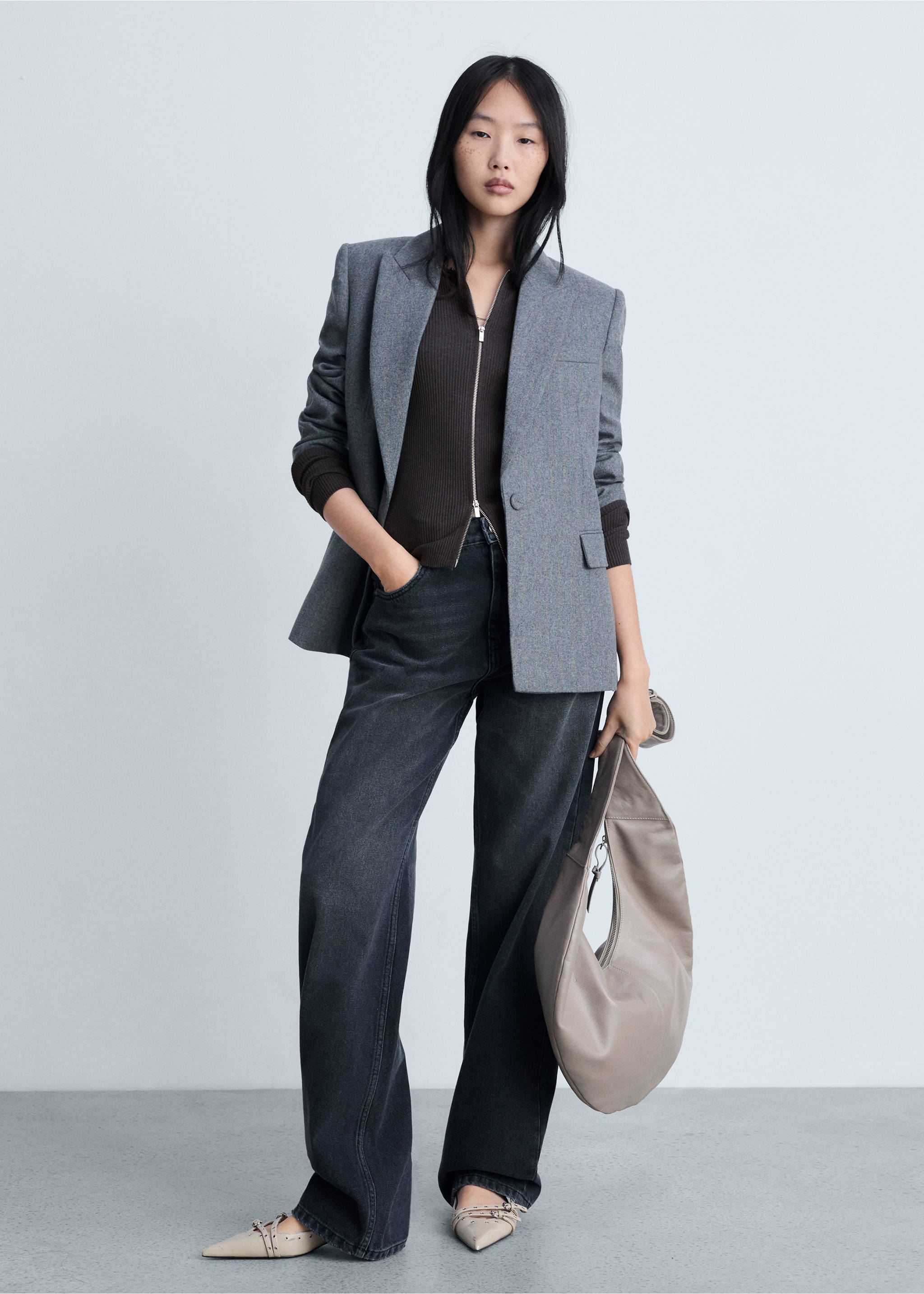 Zipped knit cardigan - General plane, Dark Grey. Ref: 87093276-00.