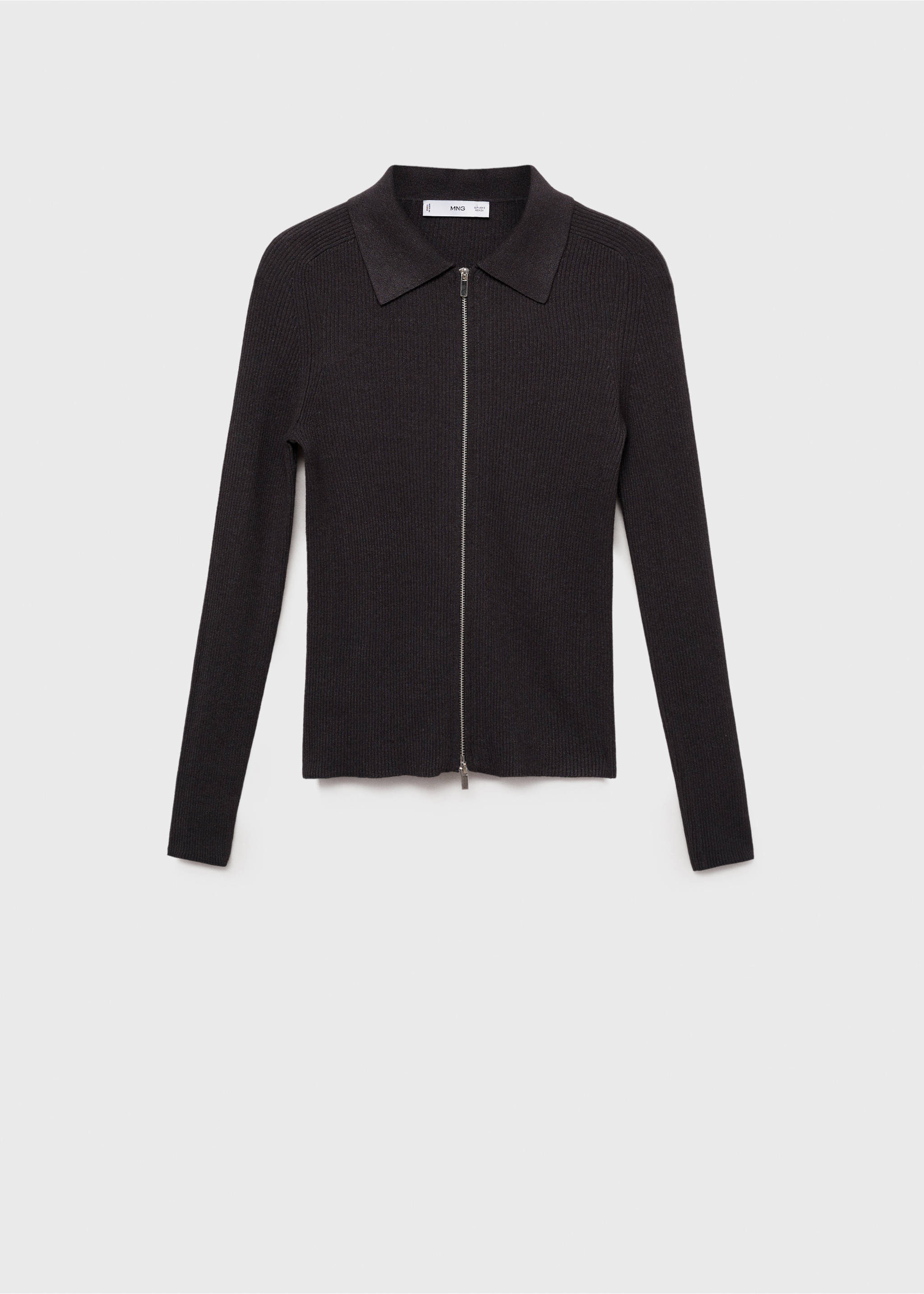 Zipped knit cardigan - Article without model, Dark Grey. Ref: 87093276-00.