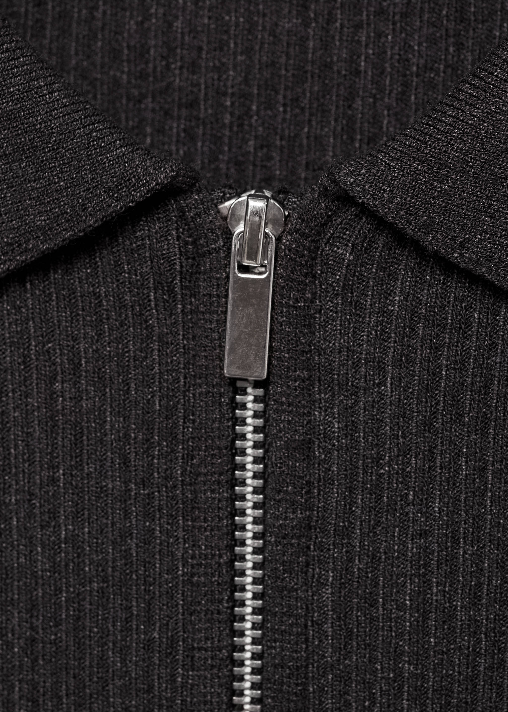 Zipped knit cardigan - Details of the article 8, Dark Grey. Ref: 87093276-00.