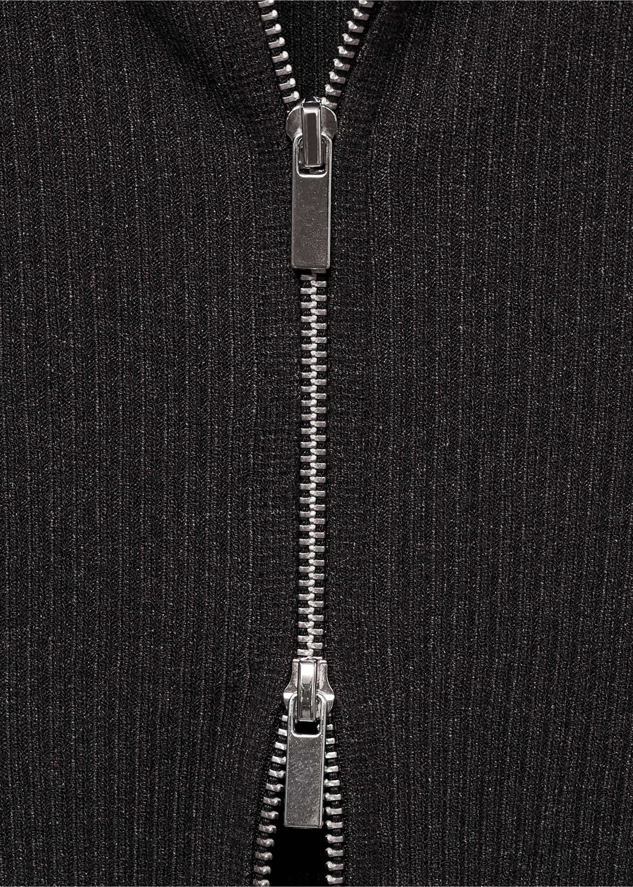 Zipped knit cardigan - Details of the article 0, Dark Grey. Ref: 87093276-00.