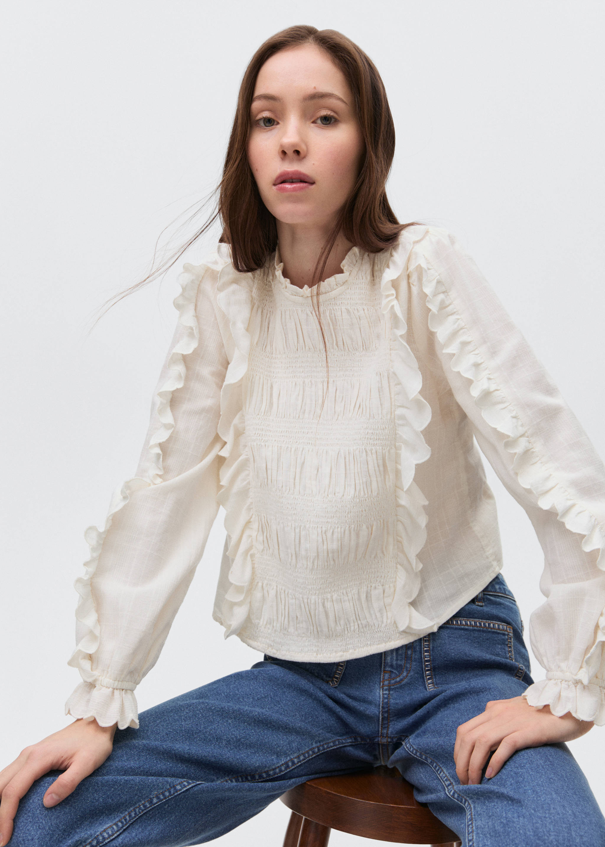 Ruched blouse with ruffles - Details of the article 2