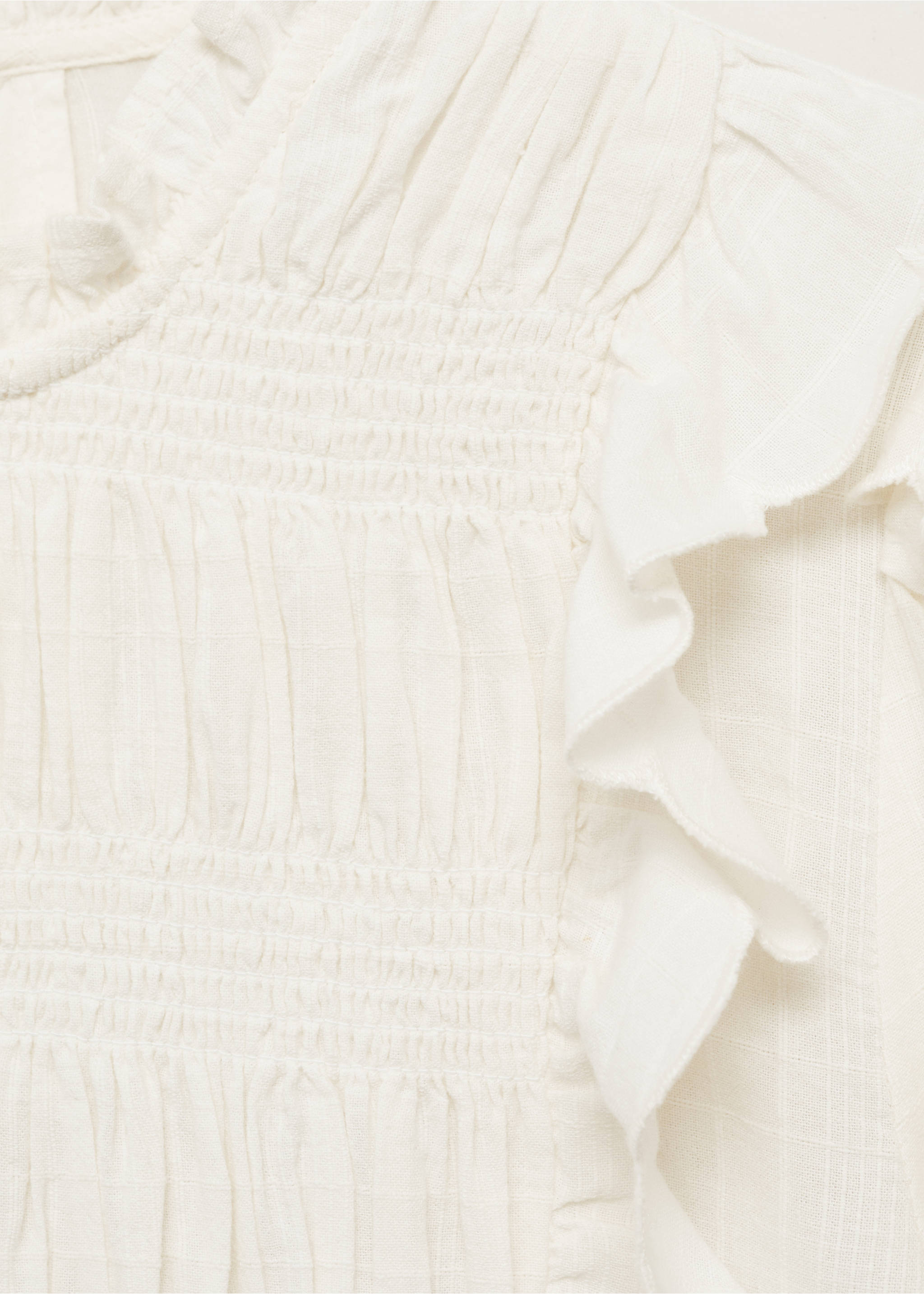 Ruched blouse with ruffles - Details of the article 8, Off White. Ref: 87093277-00.