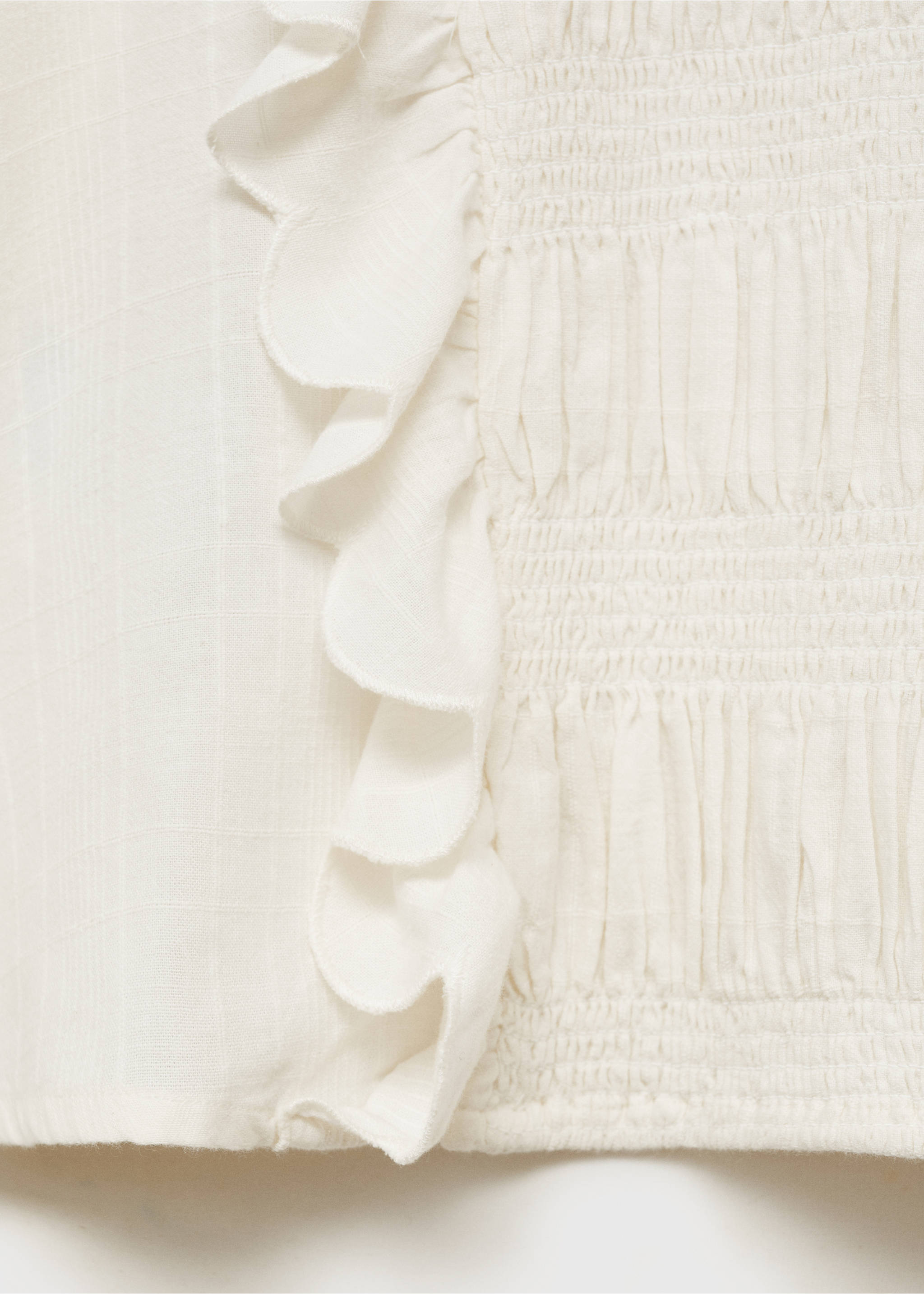 Ruched blouse with ruffles - Details of the article 0, Off White. Ref: 87093277-00.