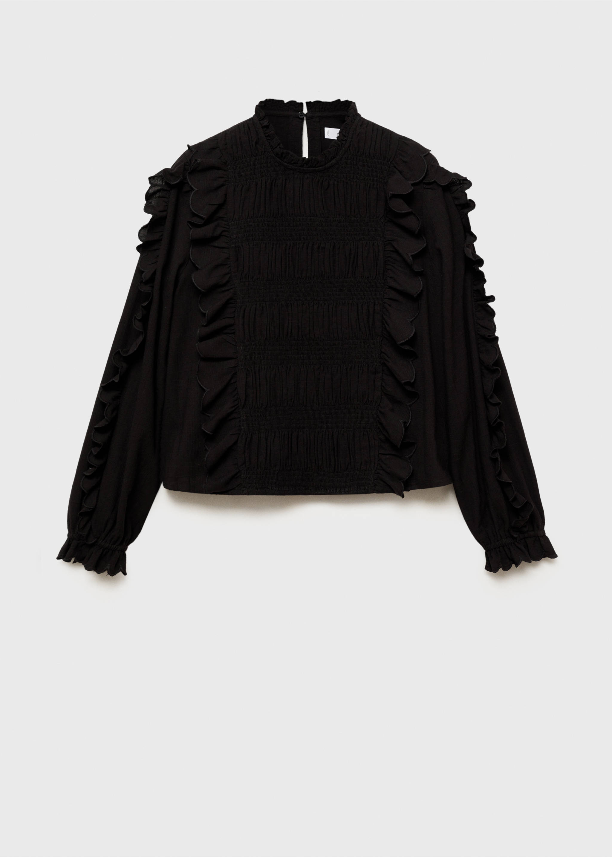 Geraffte Bluse mit Rüschen - Artikel ohne Model, Schwarz. Ref: 87093277-00.