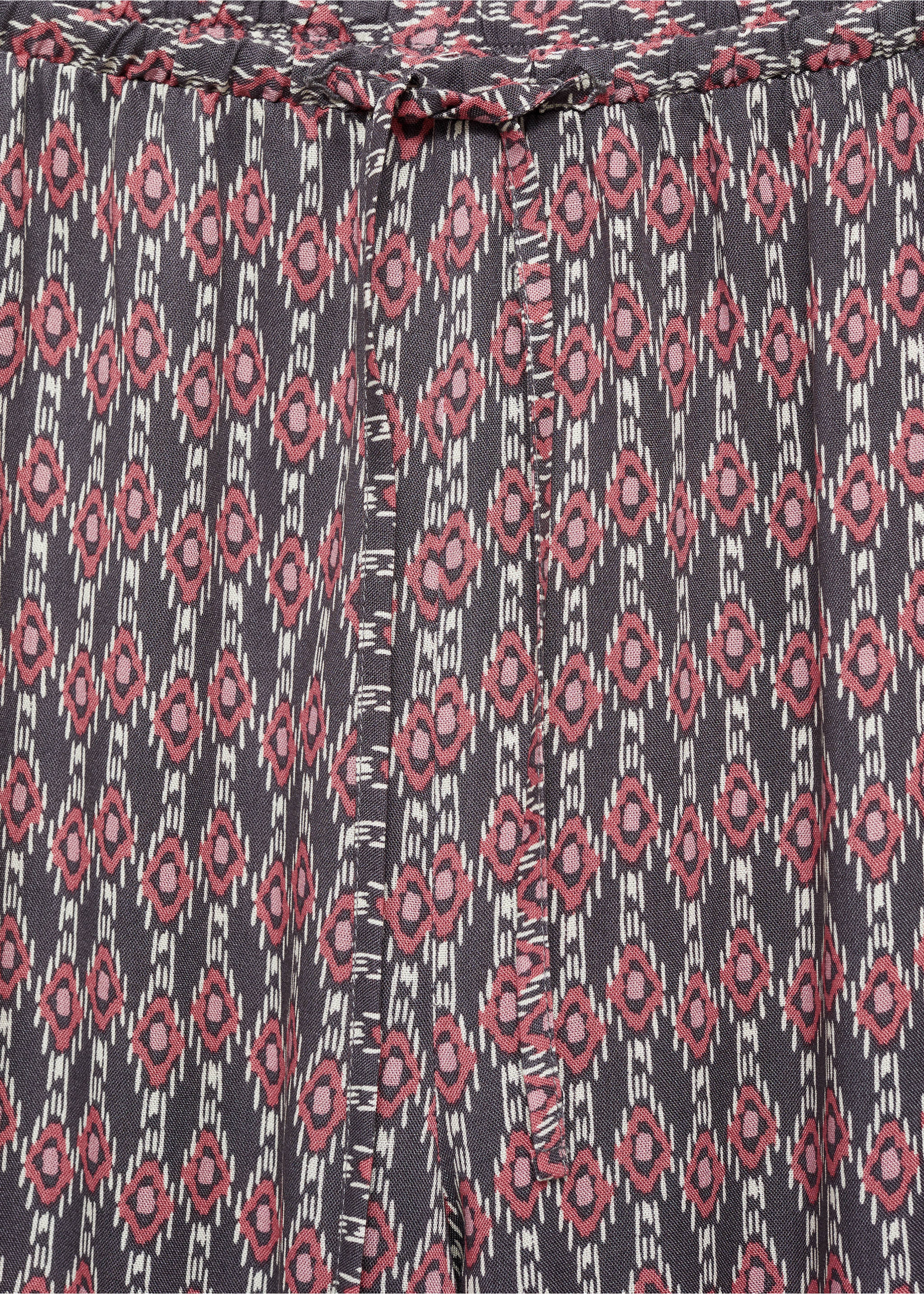 Flowy printed trousers - Details of the article 8, Maroon. Ref: 87093278-00.
