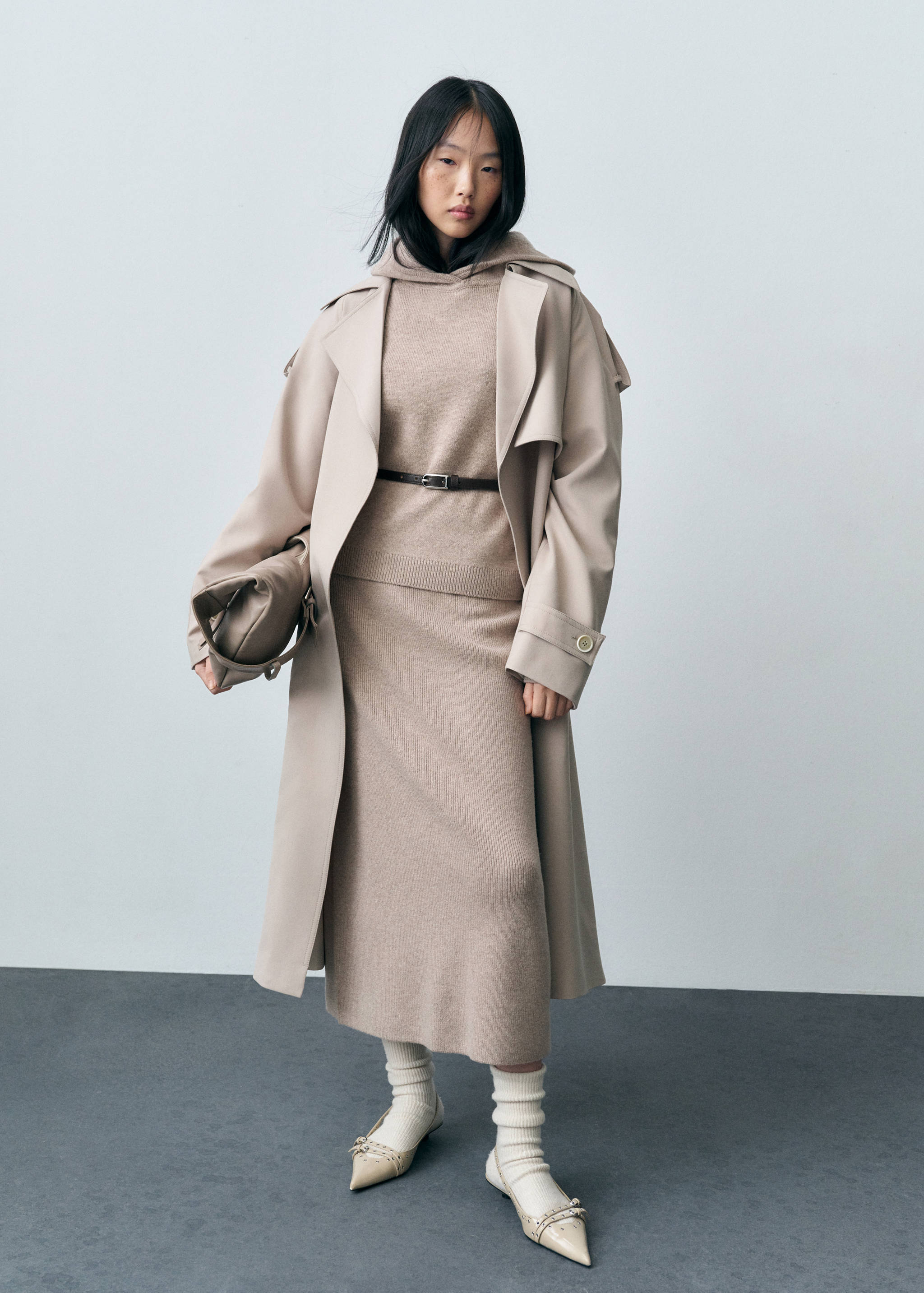 Jupe midi laine mélangée - Plan général