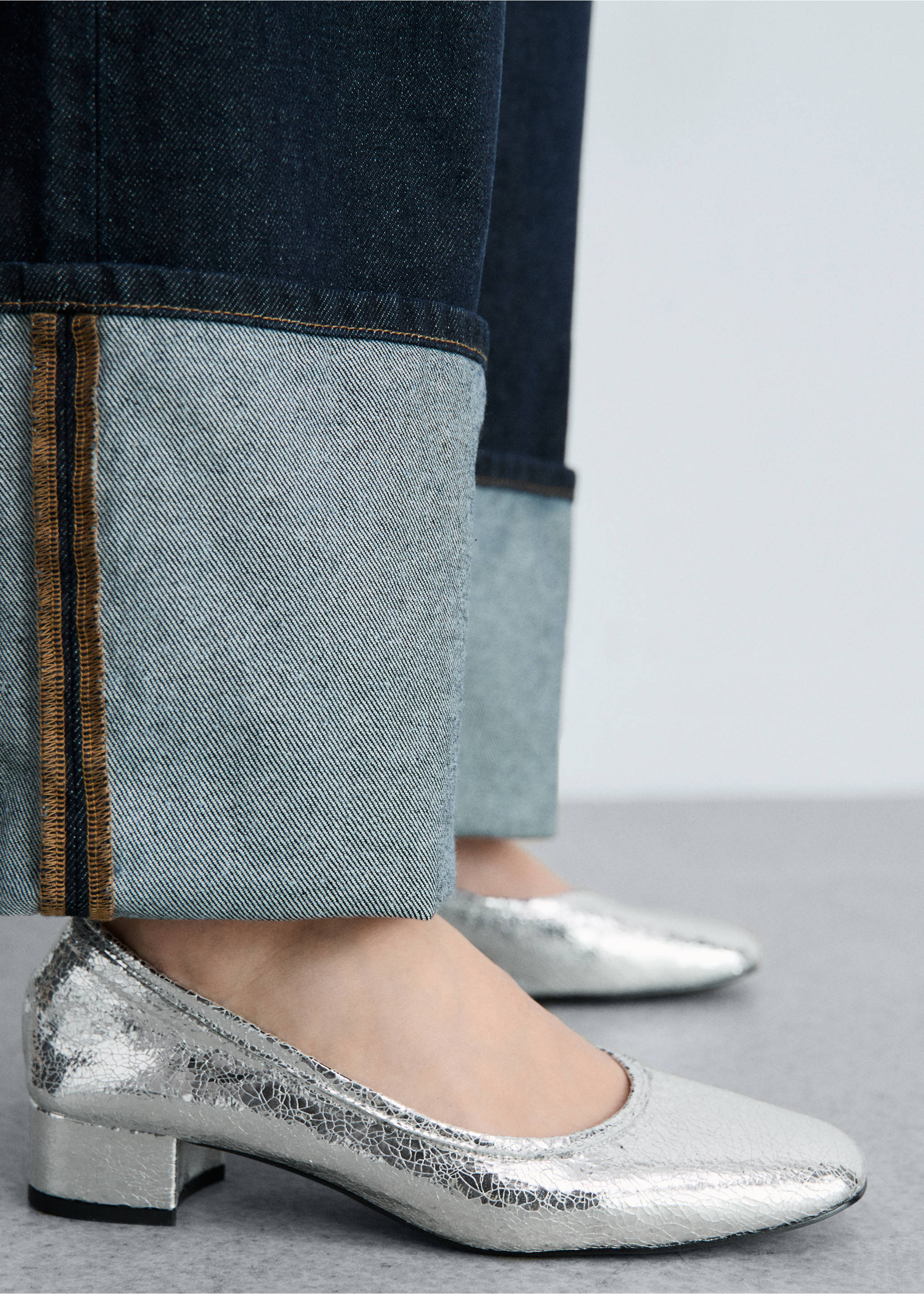 Chaussures craquelées talon - Plan général, Argent. Ref: 87093285-00.