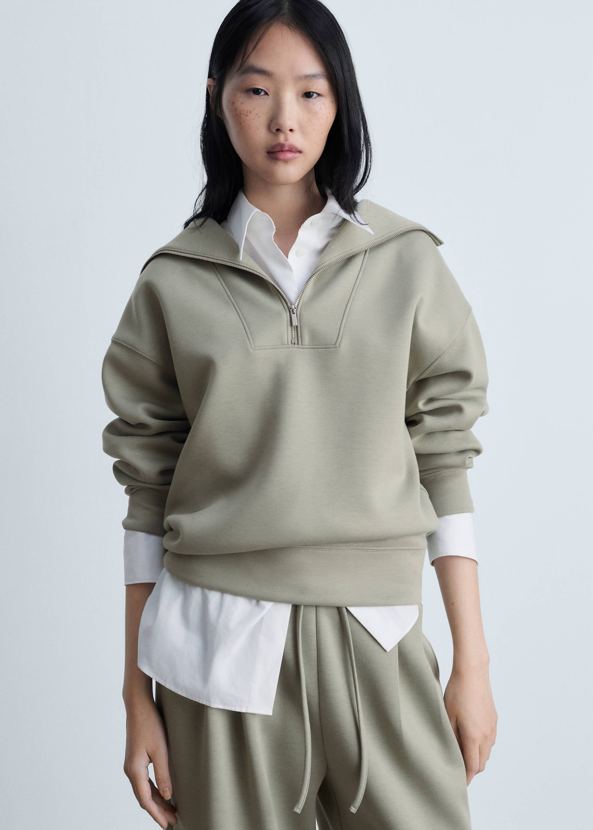 Knitted zip-neck sweatshirt - Medium plane