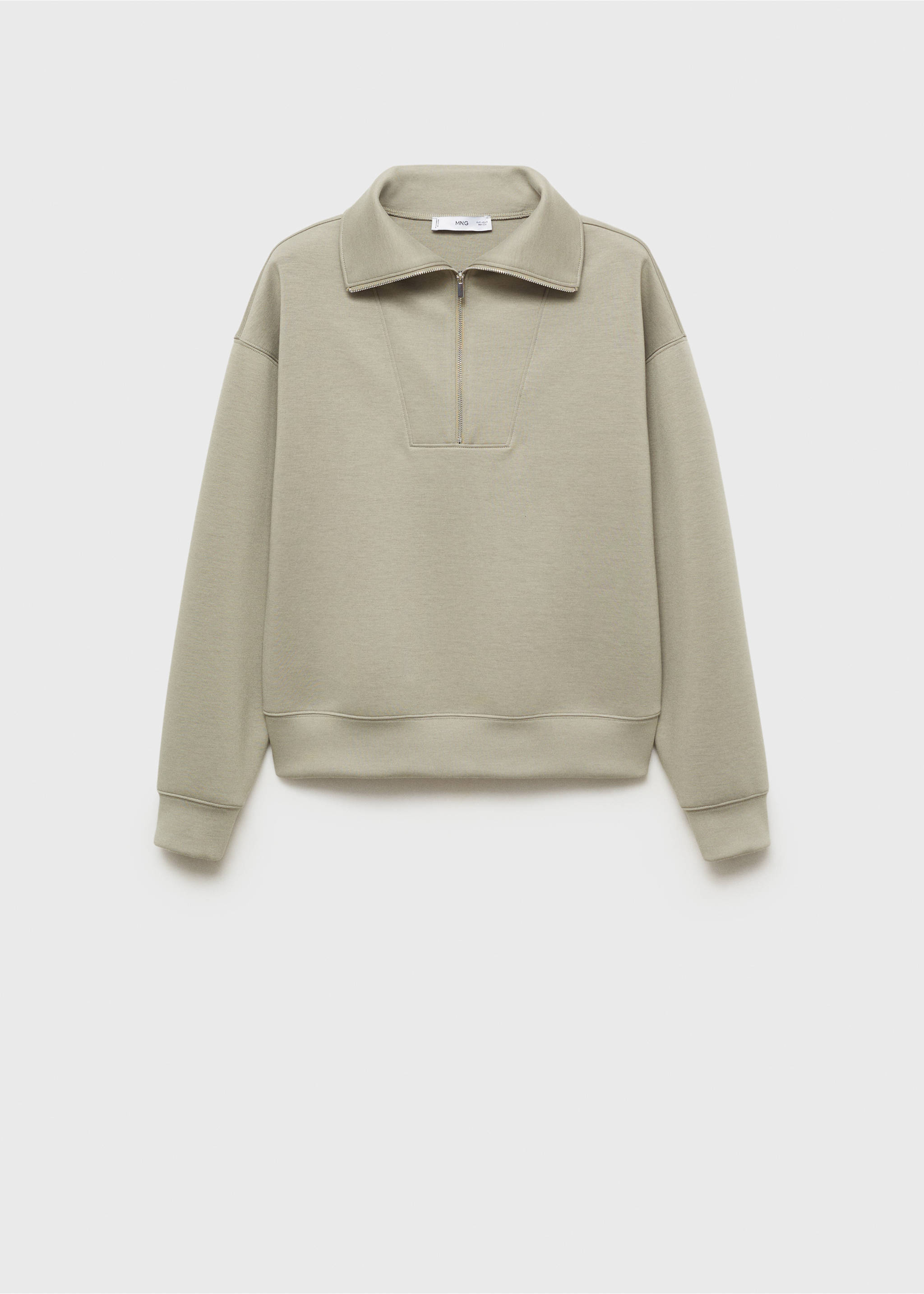 Knitted zip-neck sweatshirt - Article without model, Khaki. Ref: 87093286-00.