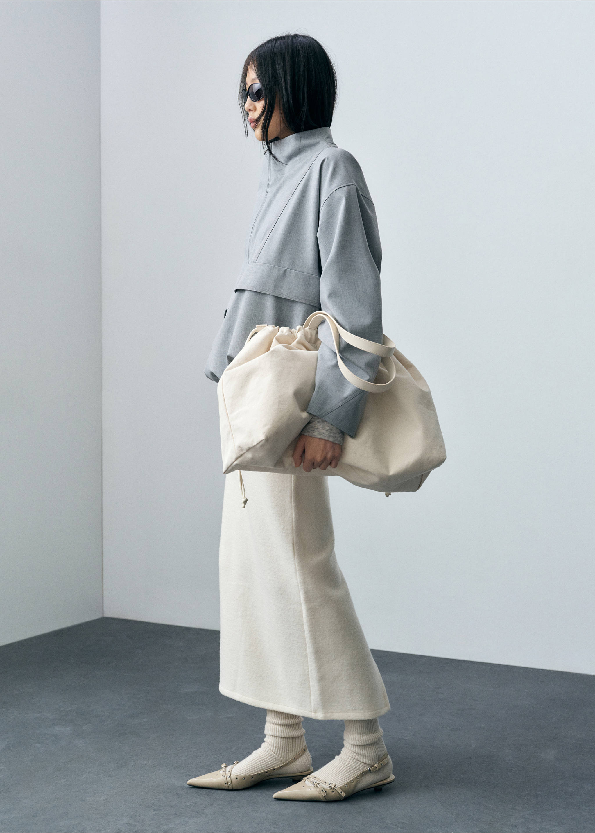 Gonna midi misto lana - Dettaglio dell'articolo 2, Grezzo. Ref: 87093292-00.