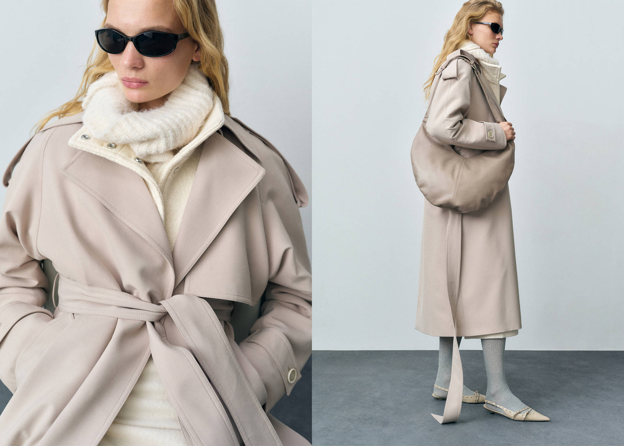 Oversized trench coat with belt - Panoramic plane