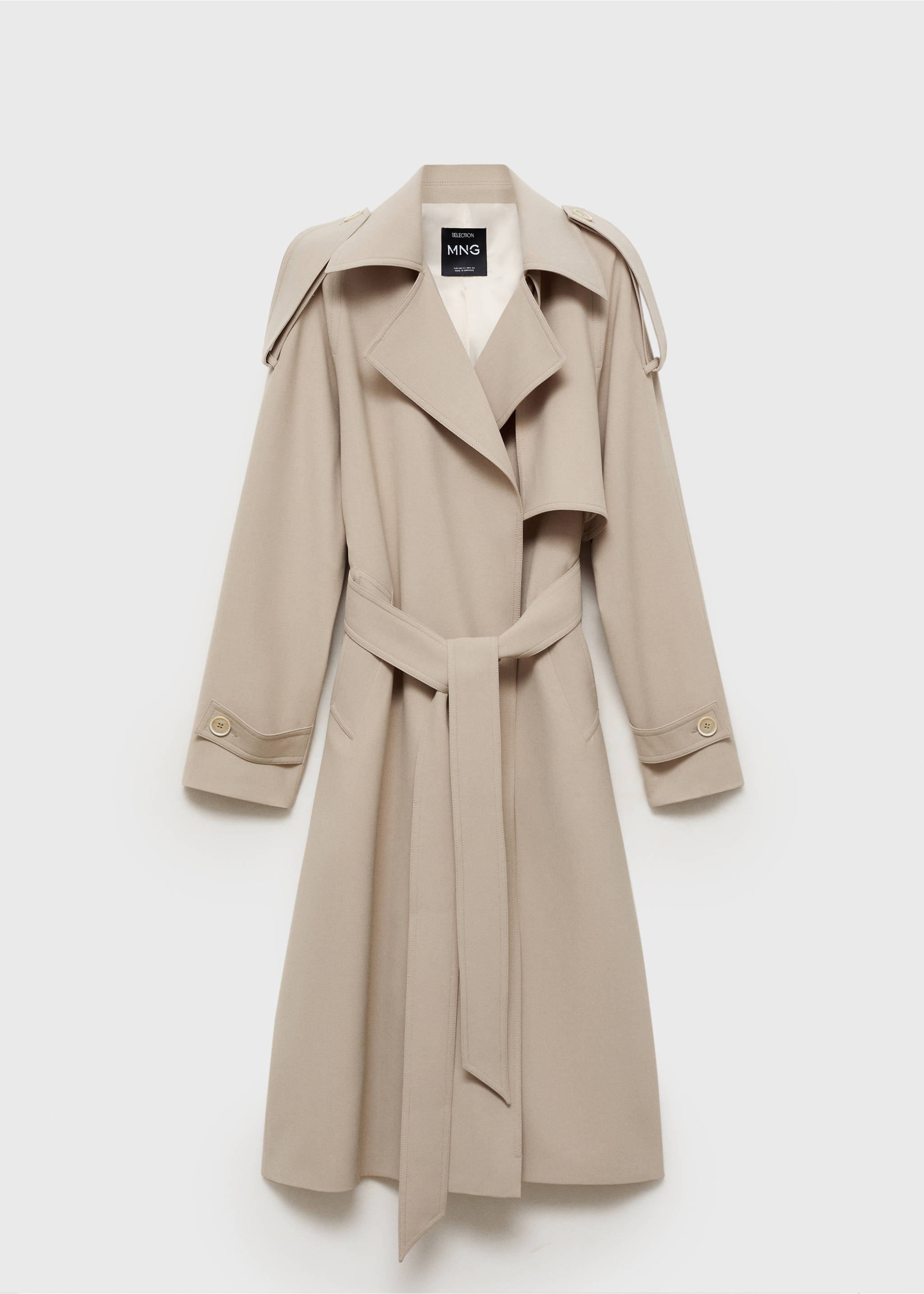 Oversized trench coat with belt - Article without model, Ecru. Ref: 87093294-00.