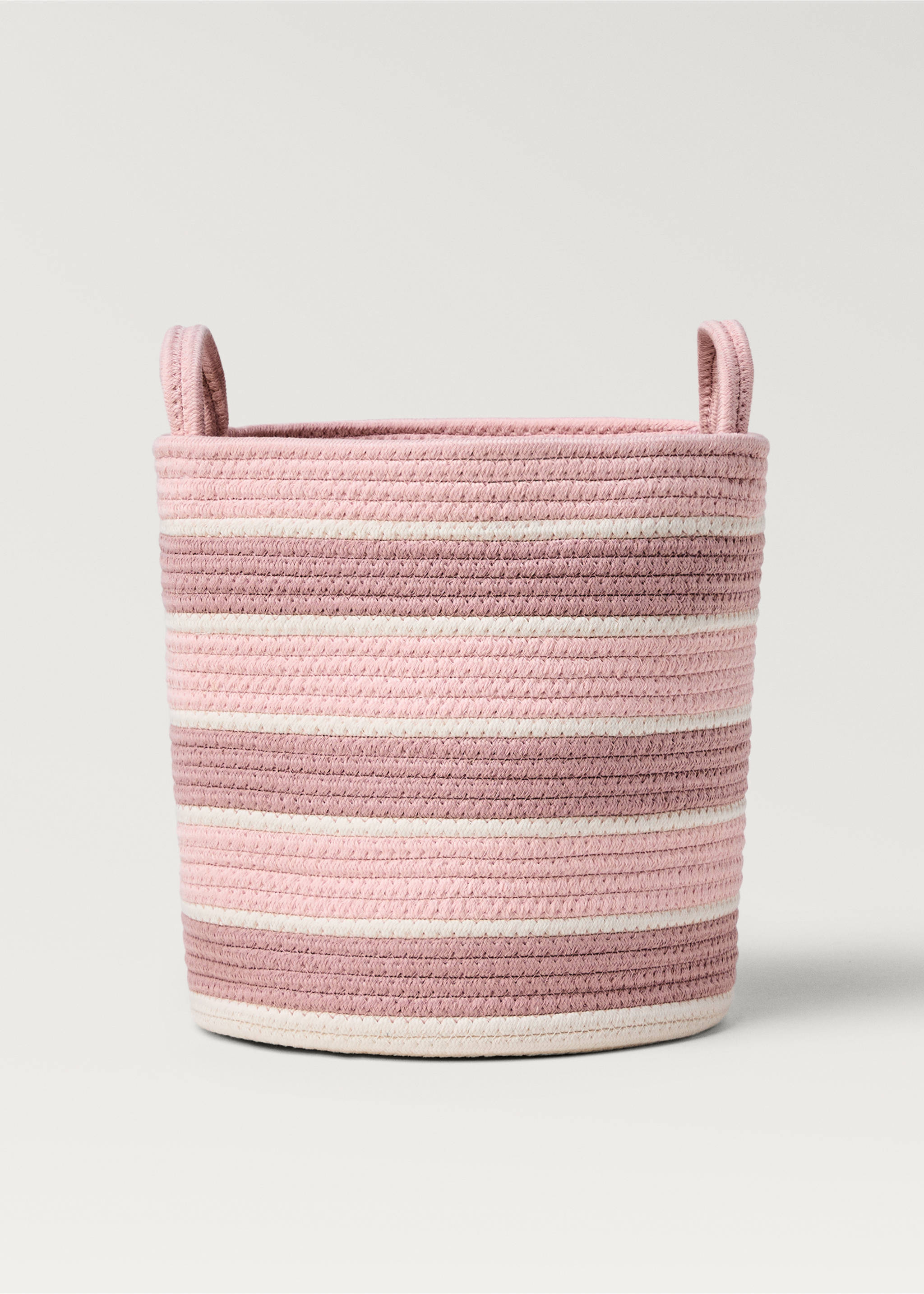 Medium striped double-handle children's basket - Article without model, Pink. Ref: 87093305-00.